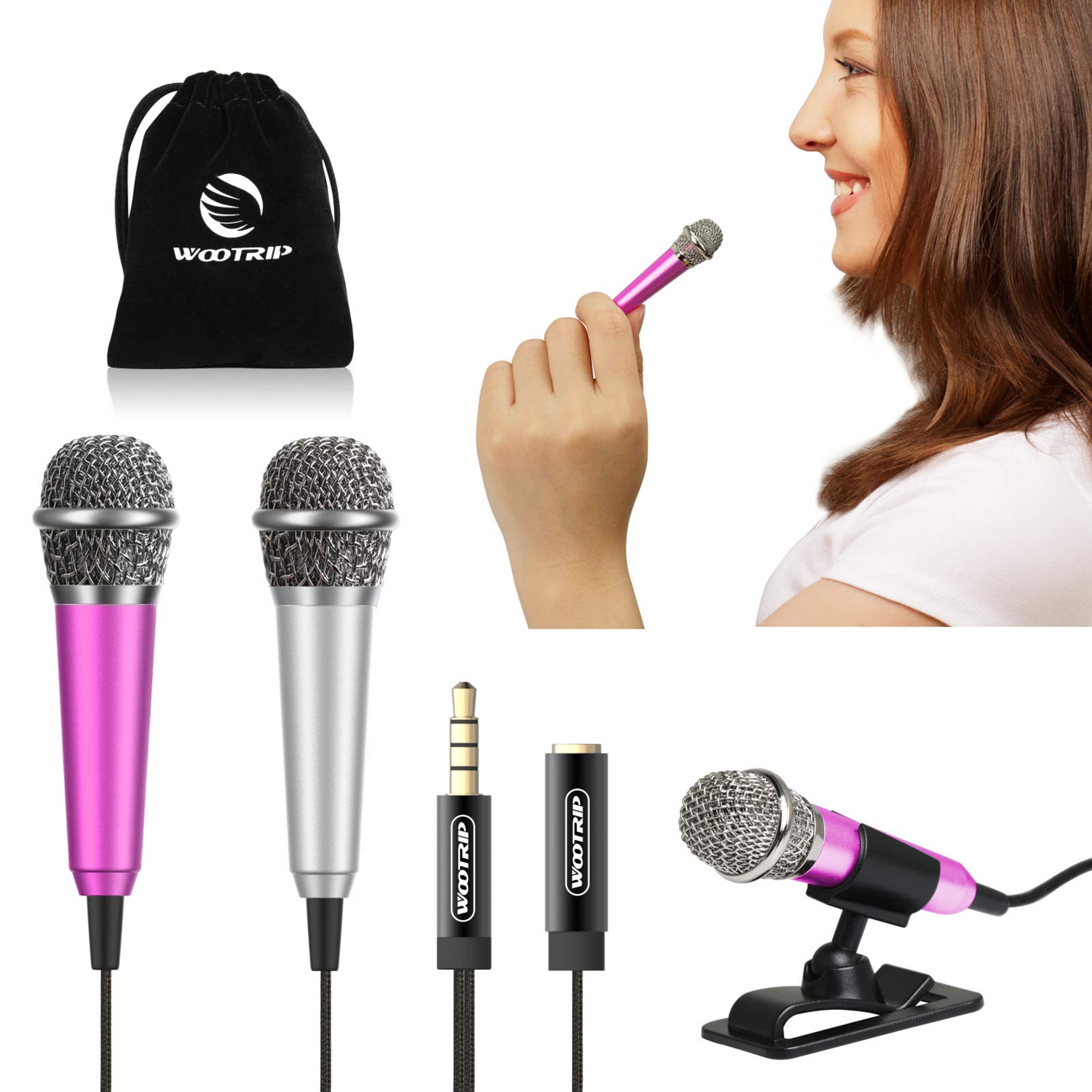 Wootrip [2Pcs] Mini Karaoke Microphone, Mini Voice Recording Microphone Portable Karaoke Mic For Singing, Recording, Voice Recor