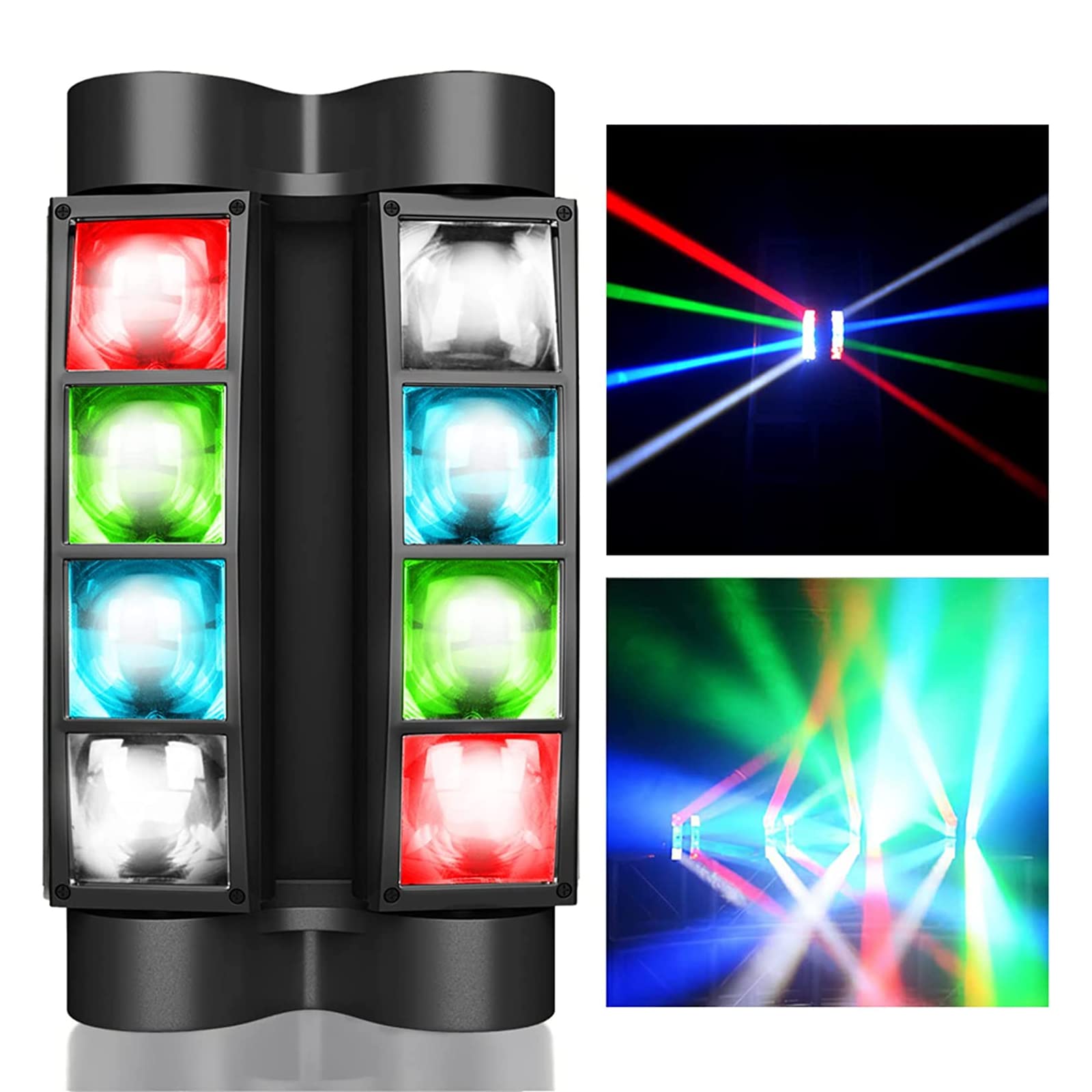 Seven Stars Moving Head Dj Light, 8 Beams Spider Led Stage Light, Master-Slave/Dmx/Sound/Auto Control Modes, Rgbw 4 In 1 Spotlig