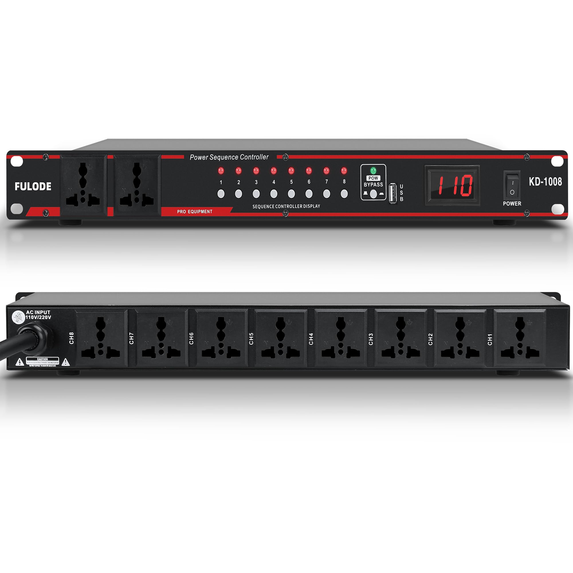 FULODE 10 Outlet Power conditioner -8 Independent Switch Rack power, Power conditioner rack mount Audio power conditioner Regula