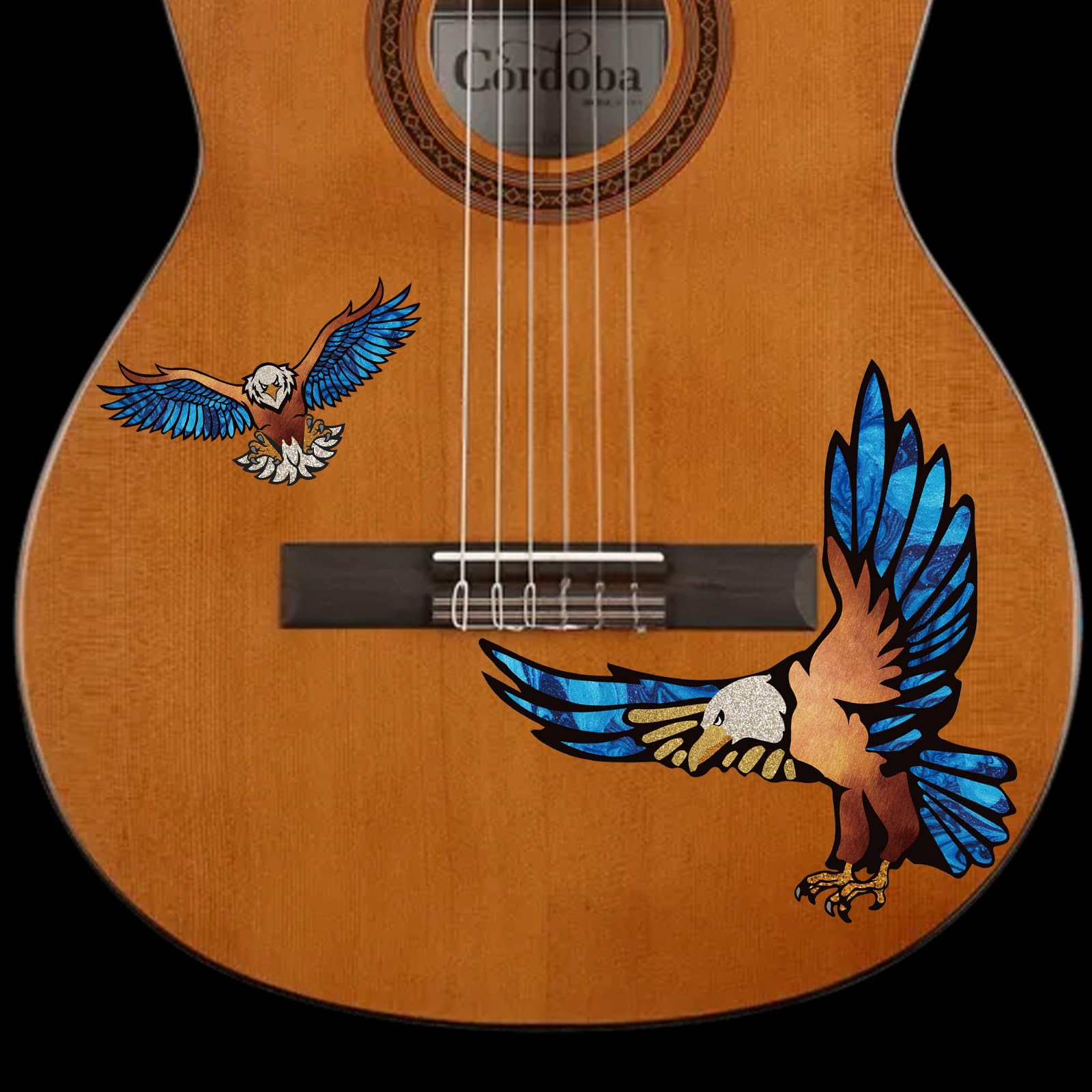 PLIGREAT 2 Pack Guitar Guard Board Stickers Guitar Headstock Decor Removable Eagle Decals DIY Gifts for Guitarist Bass Player Ba