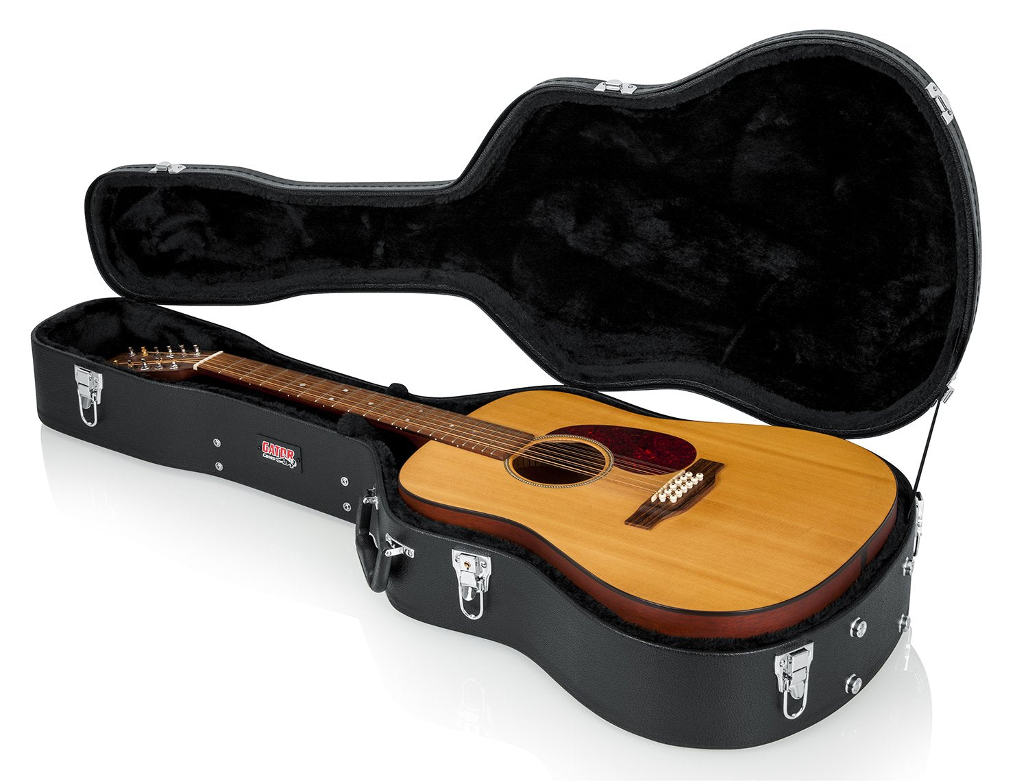Gator Cases Hard-Shell Wood Case for 6 or 12 String Acoustic Dreadnought Guitars (GWE-DREAD 12)