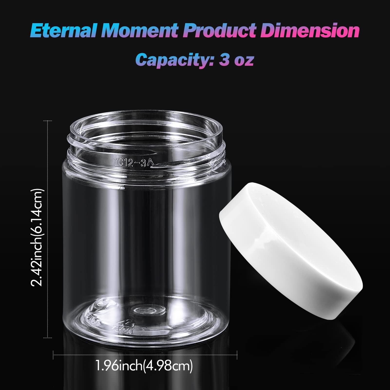 36 Pack 3 OZ Plastic Jars Round clear cosmetic container Jars with White Lids, Eternal Moment Plastic Slime Jars for Lotion, cre