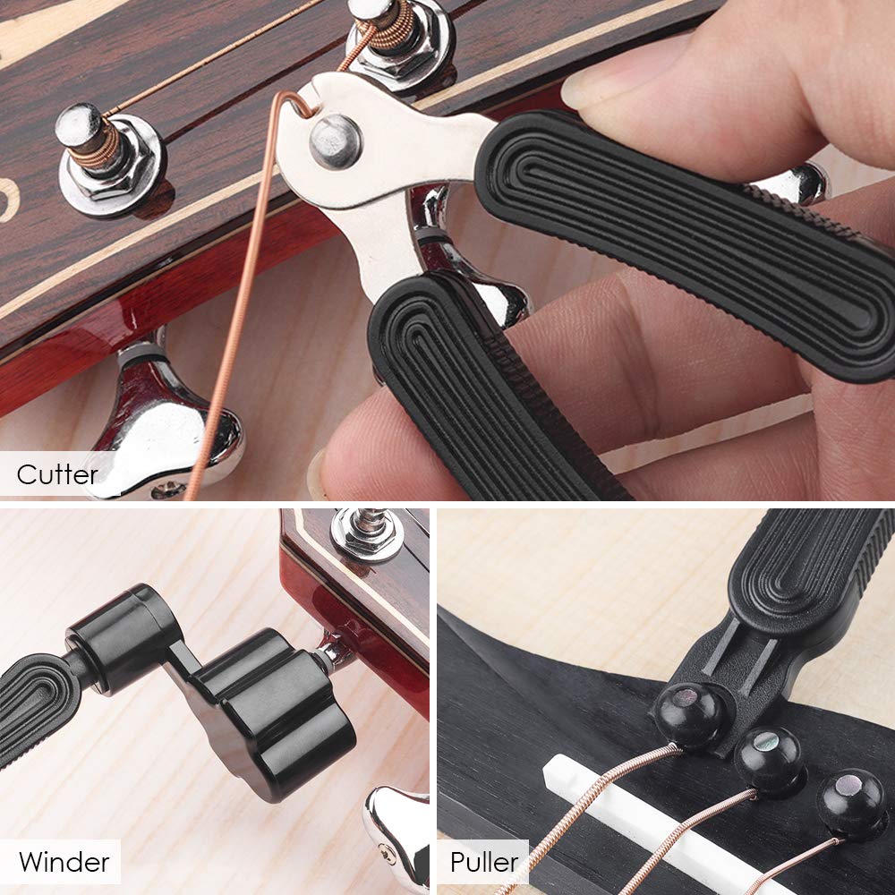 Maxin 20 Pcs Celluloid Guitar Picks with 2 Pick Holders and String Winder - 3 IN 1 Suitable for Electric Guitar, Bass, Ukulele