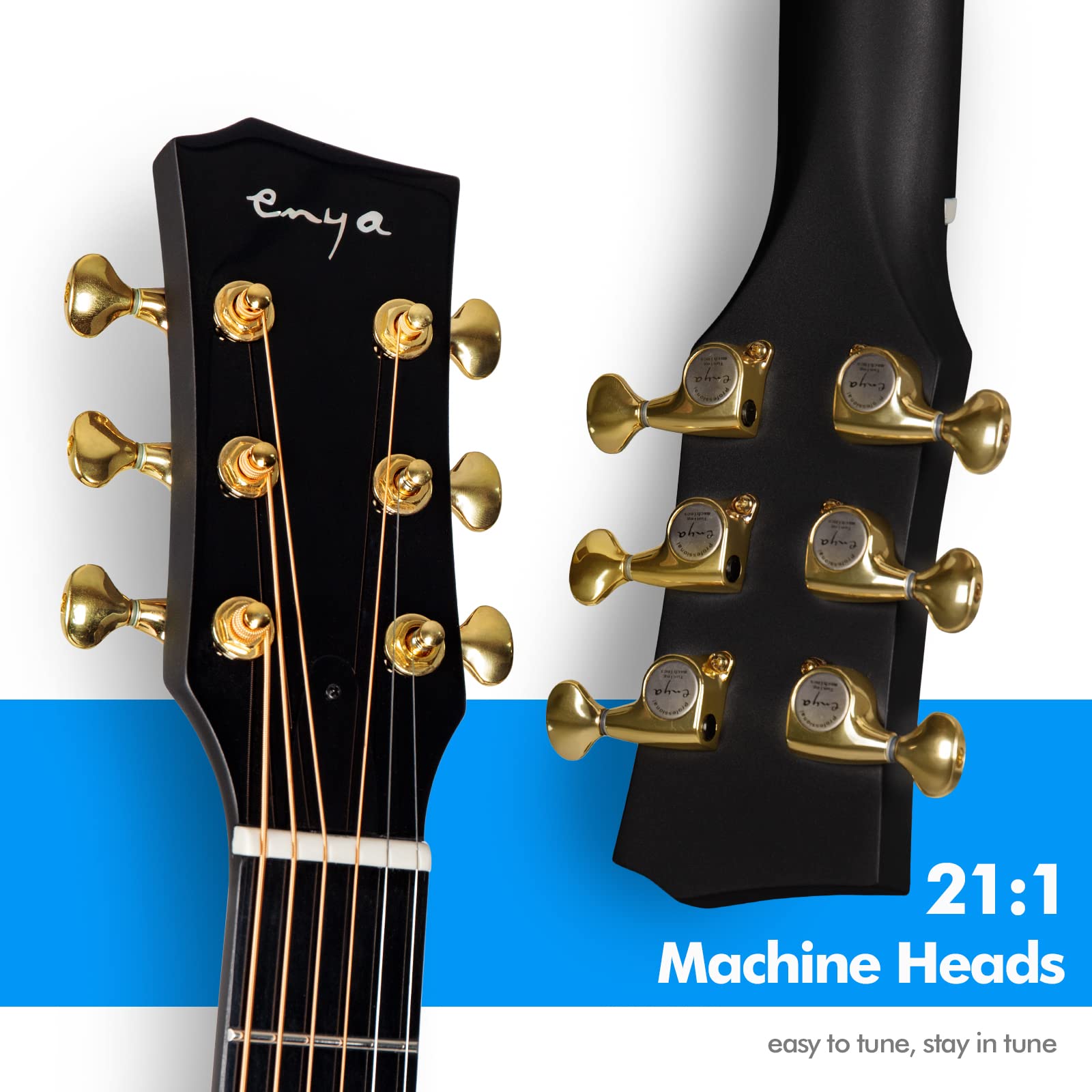 Enya Carbon Fiber Acoustic Electric Guitar X4 Pro Mini AcousticPlus 36    3/4-Sized Guitar Bundle with Hard Case, Leather Strap,