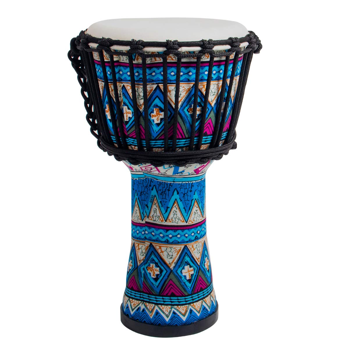 lotmusic African Djembe Drum, Standard 8 Blue Cloth Stitched Congo Drum, Professional Bongo Drum With Goatskin Drumhead