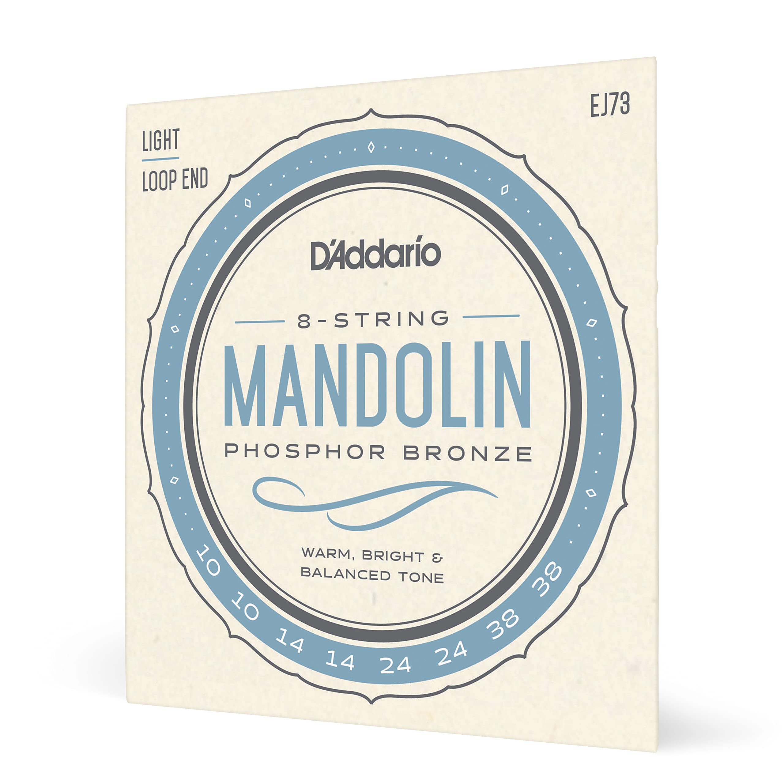 DAddario Mandolin Strings - Mandolin Strings - Phosphor Bronze - For 8 String Mandolin - Rich, Full Tonal Spectrum - EJ73 - Lig