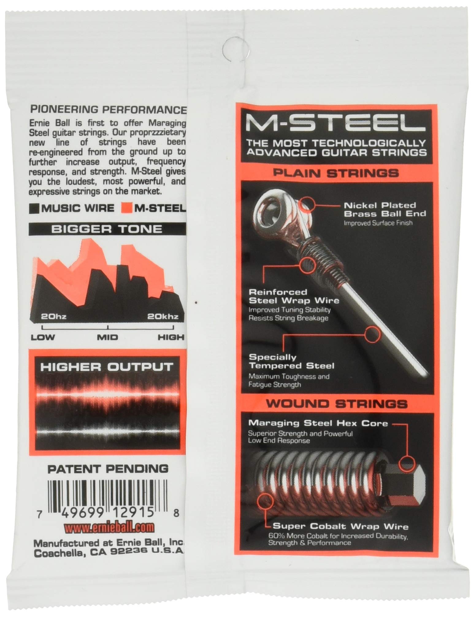 Ernie Ball Skinny Top Heavy Bottom Slinky M-Steel Electric Guitar Strings, 10-52 Gauge (P02915)