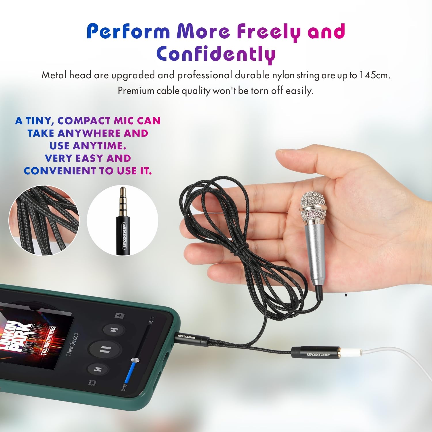 Wootrip [2PCS] Mini Karaoke Microphone, Mini Voice Recording Microphone Portable Karaoke Mic for Singing, Recording, Voice Recor