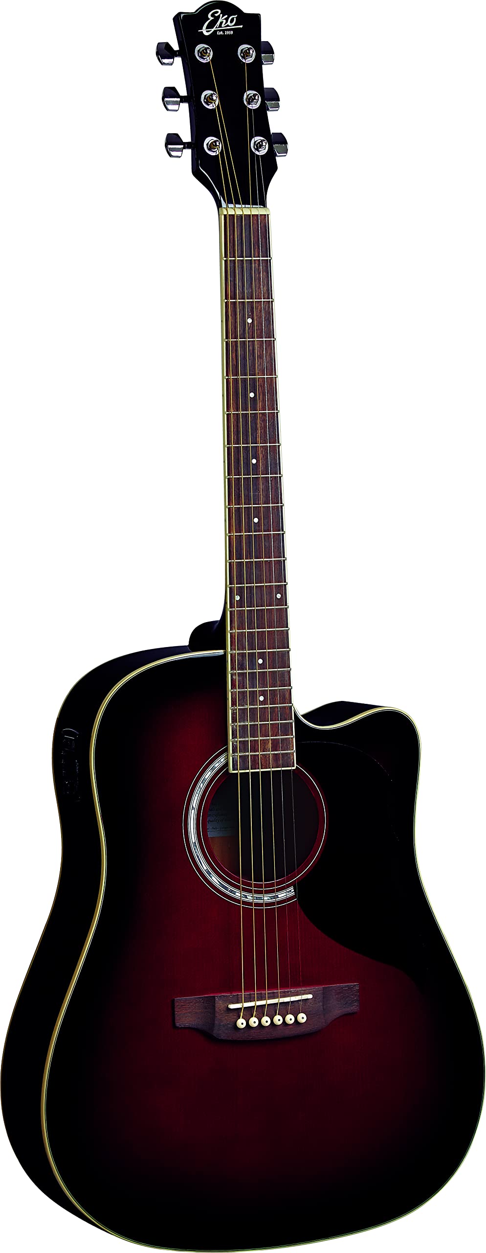 Eko Guitars 6 String Acoustic-Electric Guitar, Right, Red Sunburst (06216620)