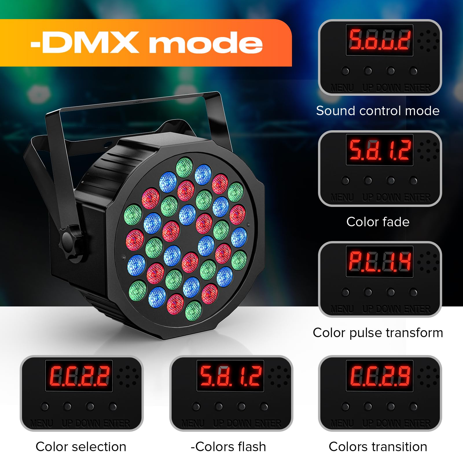 Rechargeable Stage Par Lights UKing RGB 36 LED Uplights Battery Powered with RGB 36W DJ Uplights Sound Activated Remote Control