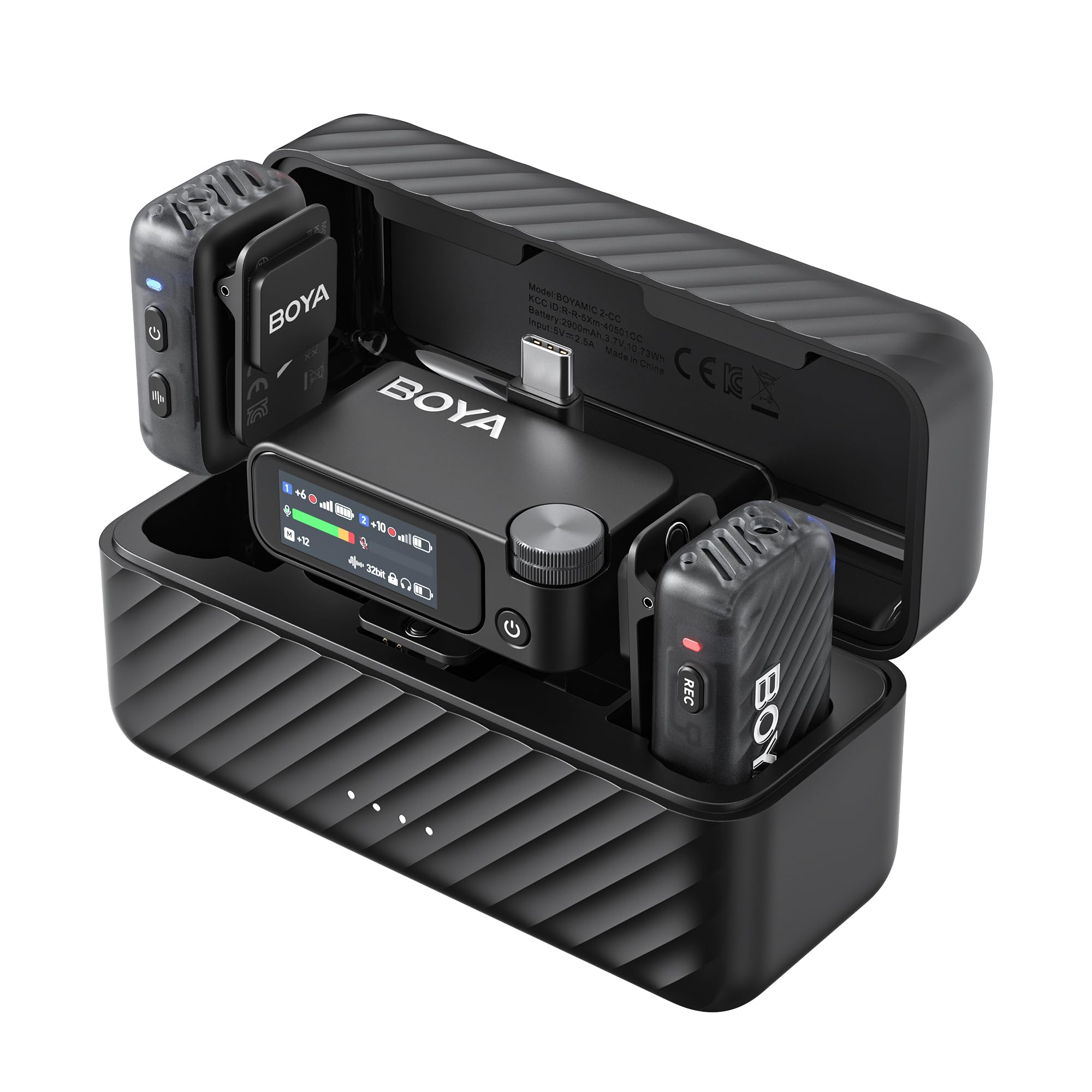 BOYA BOYAMIC 2 Wireless Microphones for iPhone 15-16/Android/PC/Camera, AI Noise Cancellation, 32-bit Float Internal Recording, 