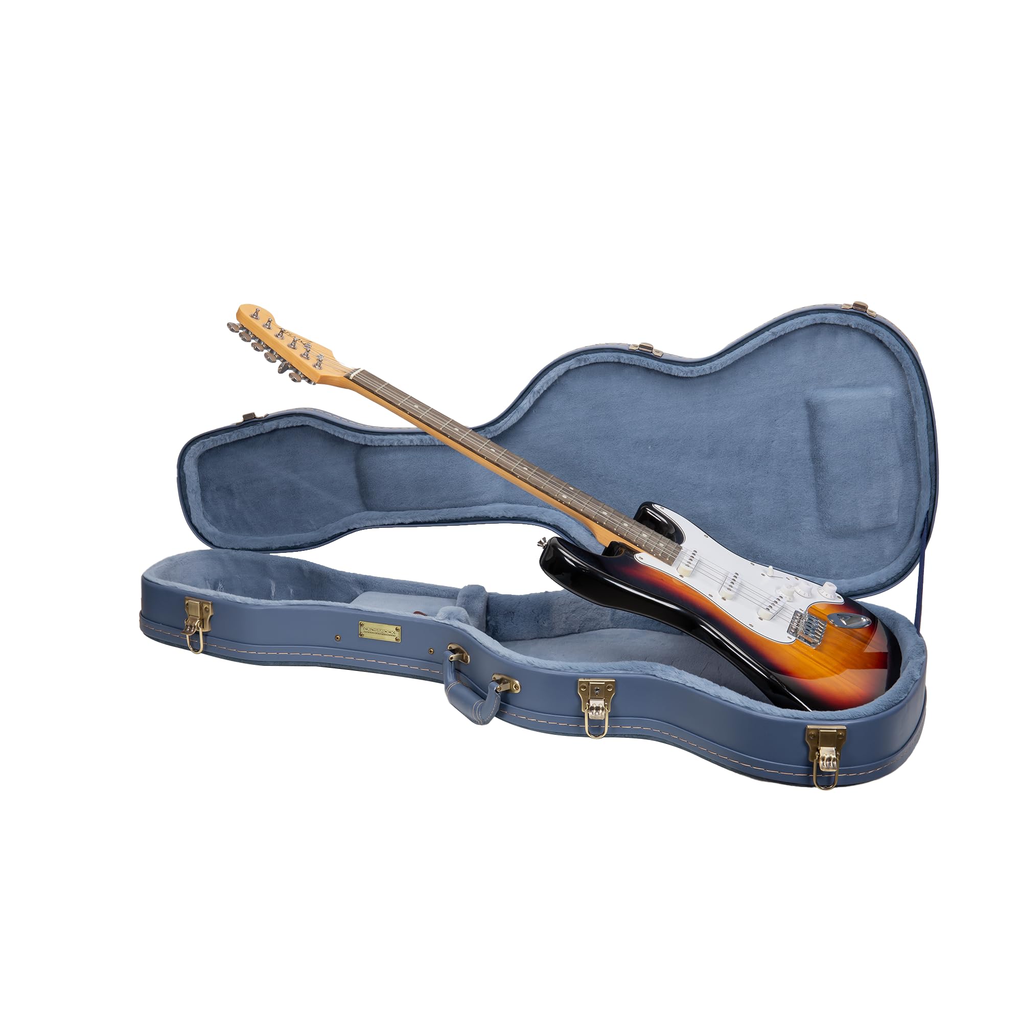 Crossrock Relief Series Electric Guitar Case For Telecaster & Stratocaster Style | Carved Smoke Blue Finish, Monochrome Blue Vel
