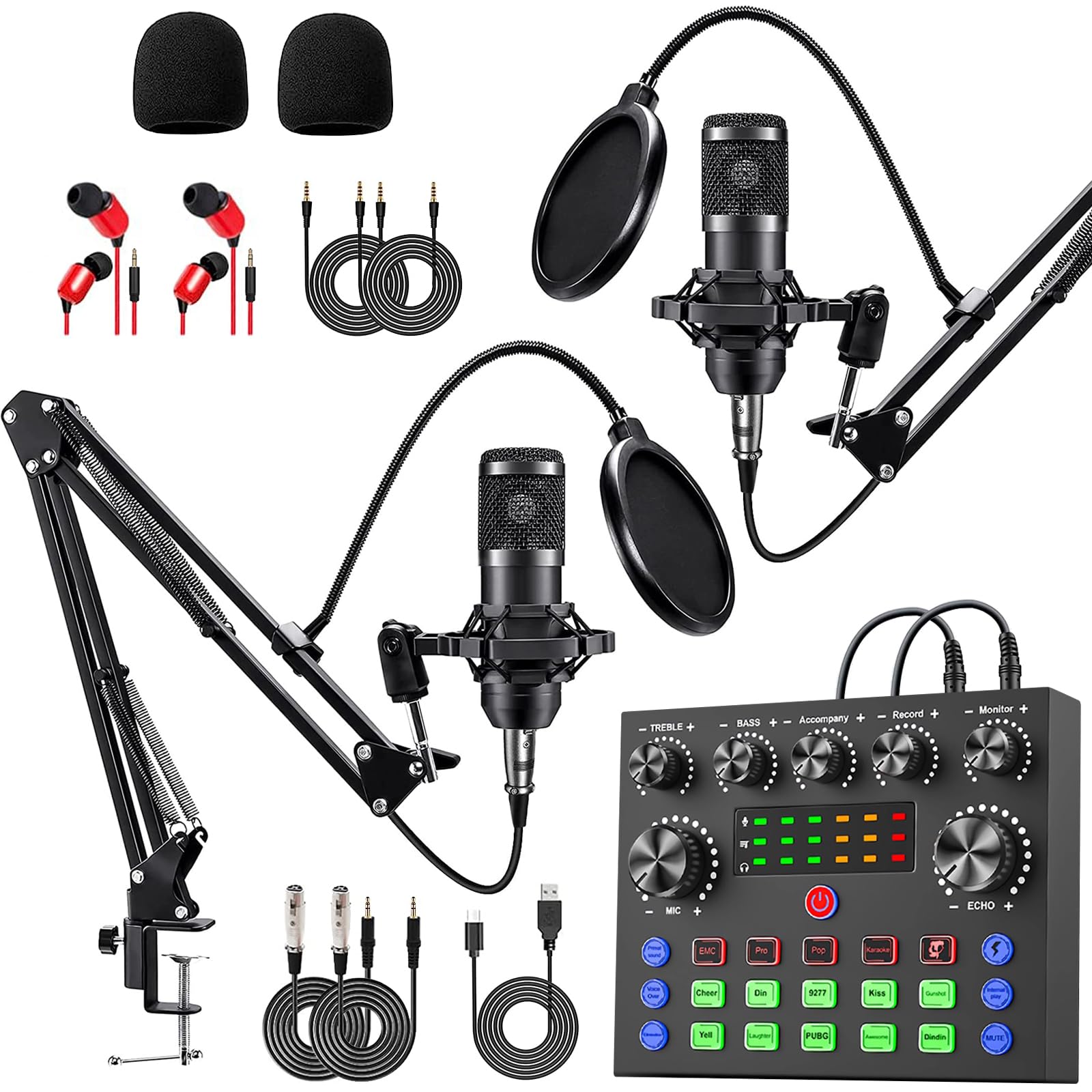 Sktome Podcast Equipment Bundle For 2, V8S Voice Changer With Bm-800 Podcast Microphone Bundle - Studio Condenser Microphone Per