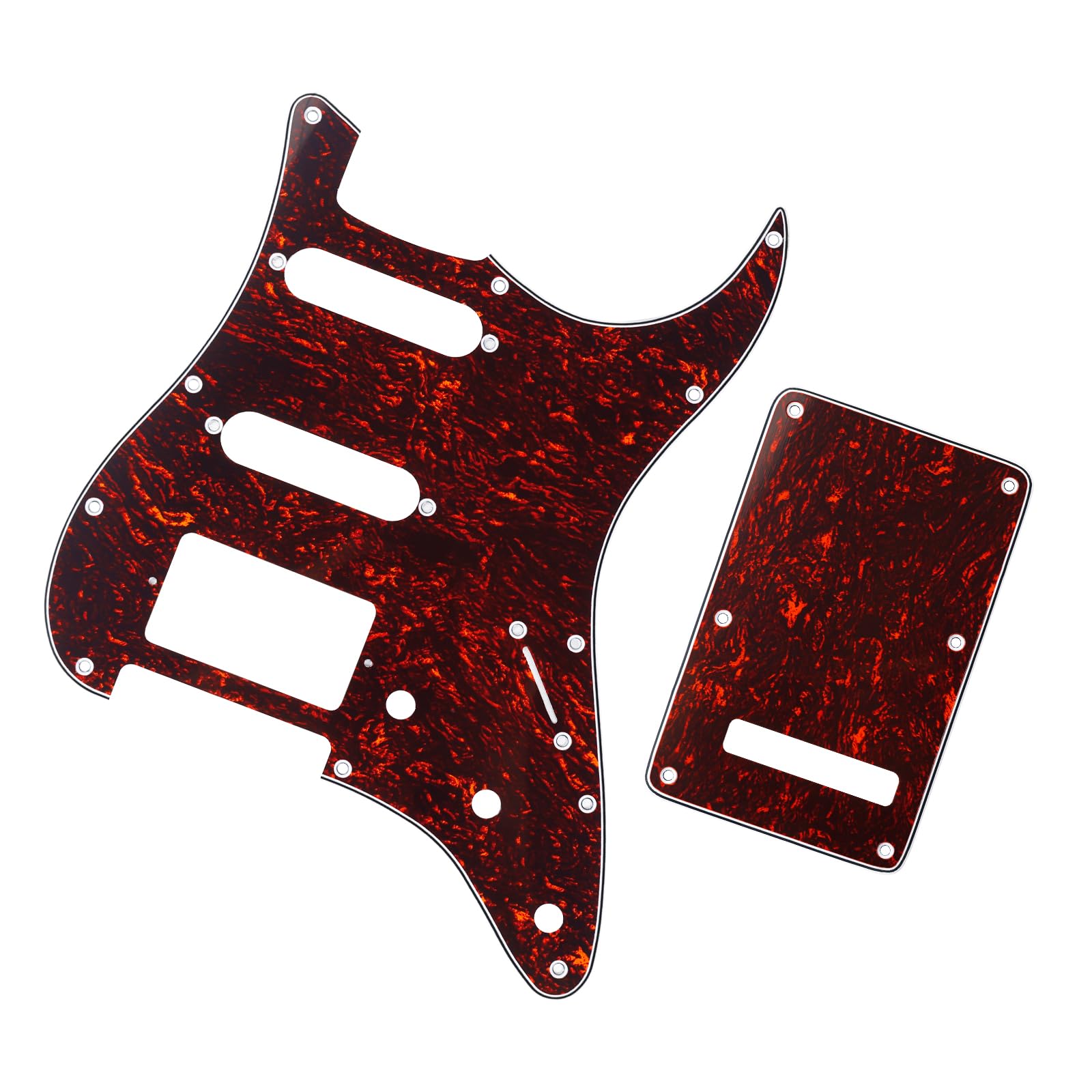 Banworks 4Ply Strat HSS Pickguard 11-Hole SSH Pickguard Scratch Plate & Backplate 6-Hole Trem Tremolo Cover Set for USA/Mexican