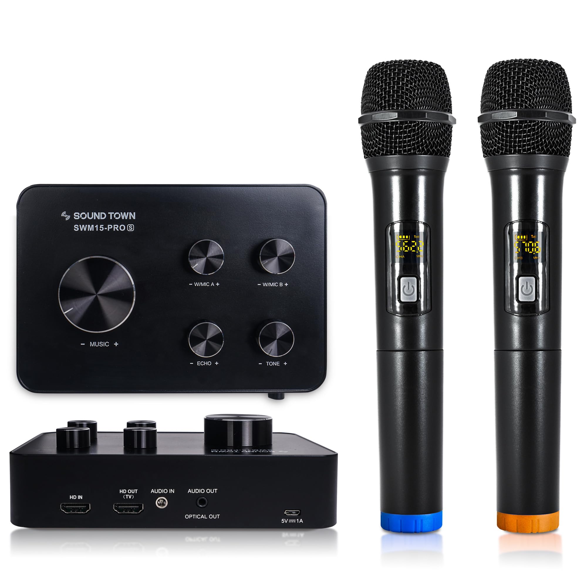 Sound Town Wireless Microphone Karaoke Mixer System, Supports Hd Audio Return Channel, Optical (Toslink), Smart Tv, Media Box, P