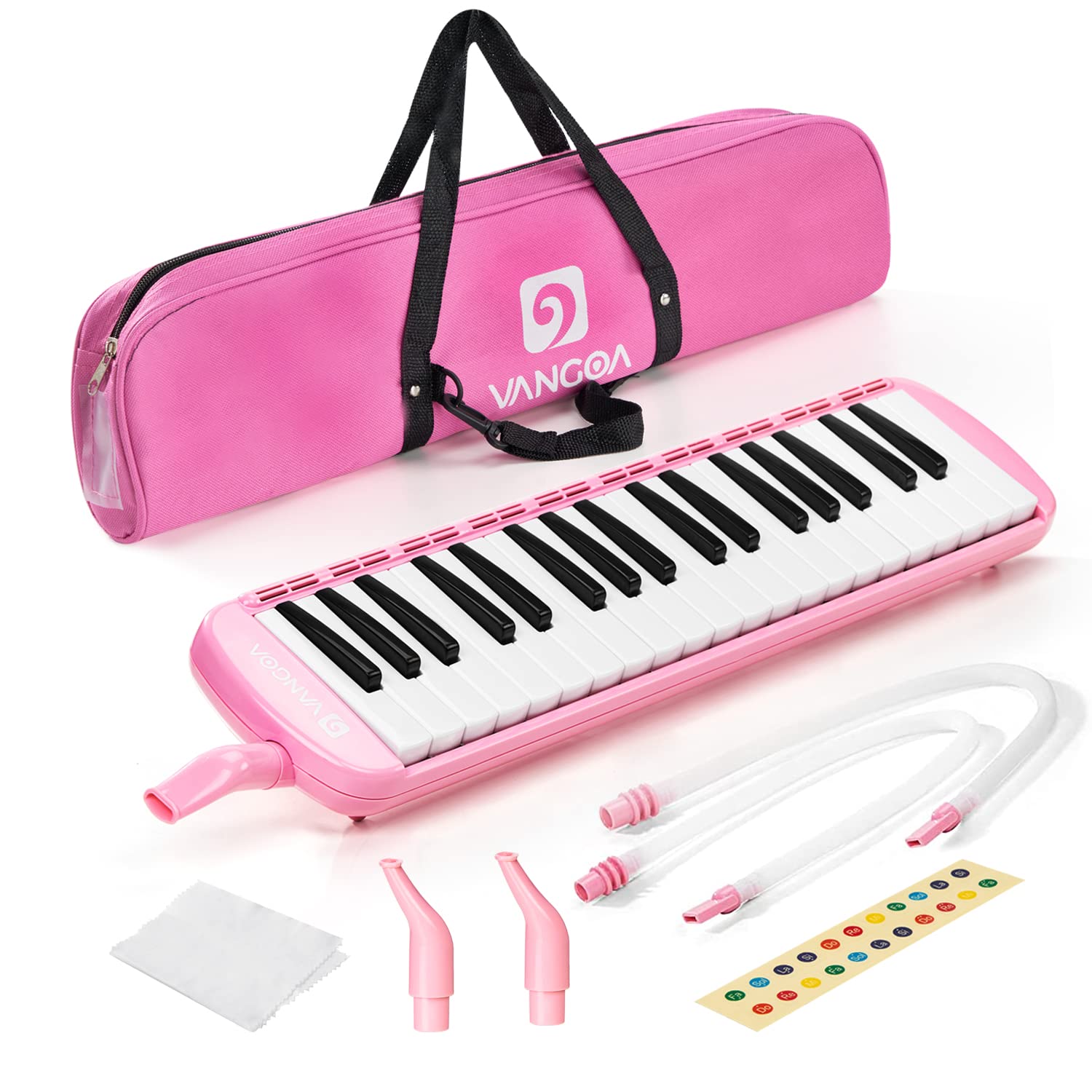 Vangoa 37 Key Melodica Musical Instrument Soprano Melodica Air Piano Keyboard with Carrying Bag, 2 Mouthpieces, Wipe Cloth, Key 