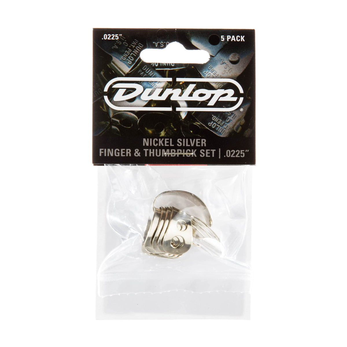 Jim Dunlop 33P0225 Nickel Silver Finger & Thumbpicks, 0225, 5Players Pack