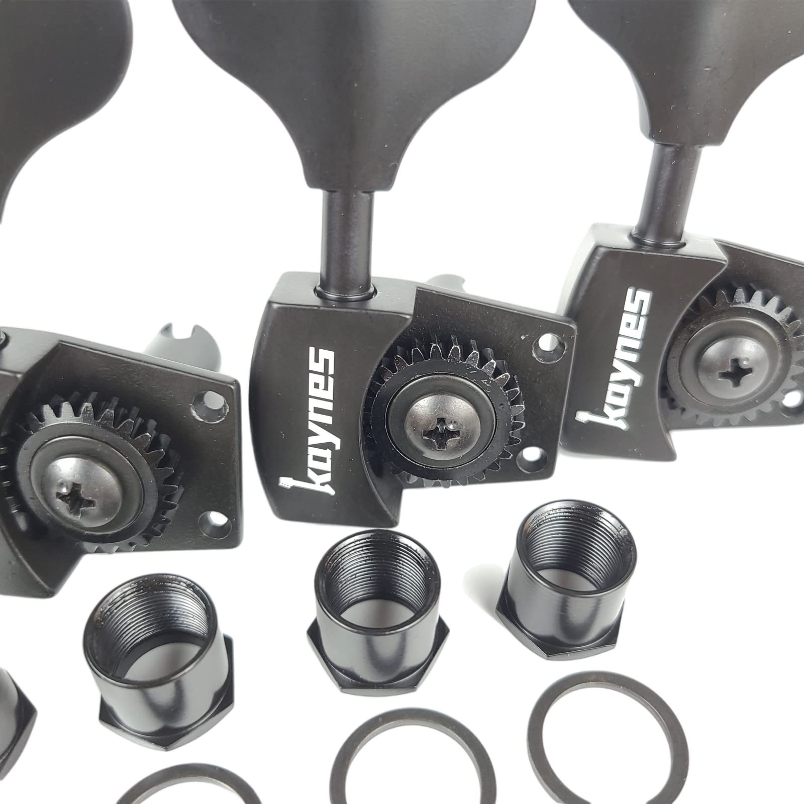 KAYNES Bass Tuners 1:26 Ratio Open Gear Tuning Key Pegs Guitar Machine Head Tuners for Jazz or Precision Electric Bass Instrumen