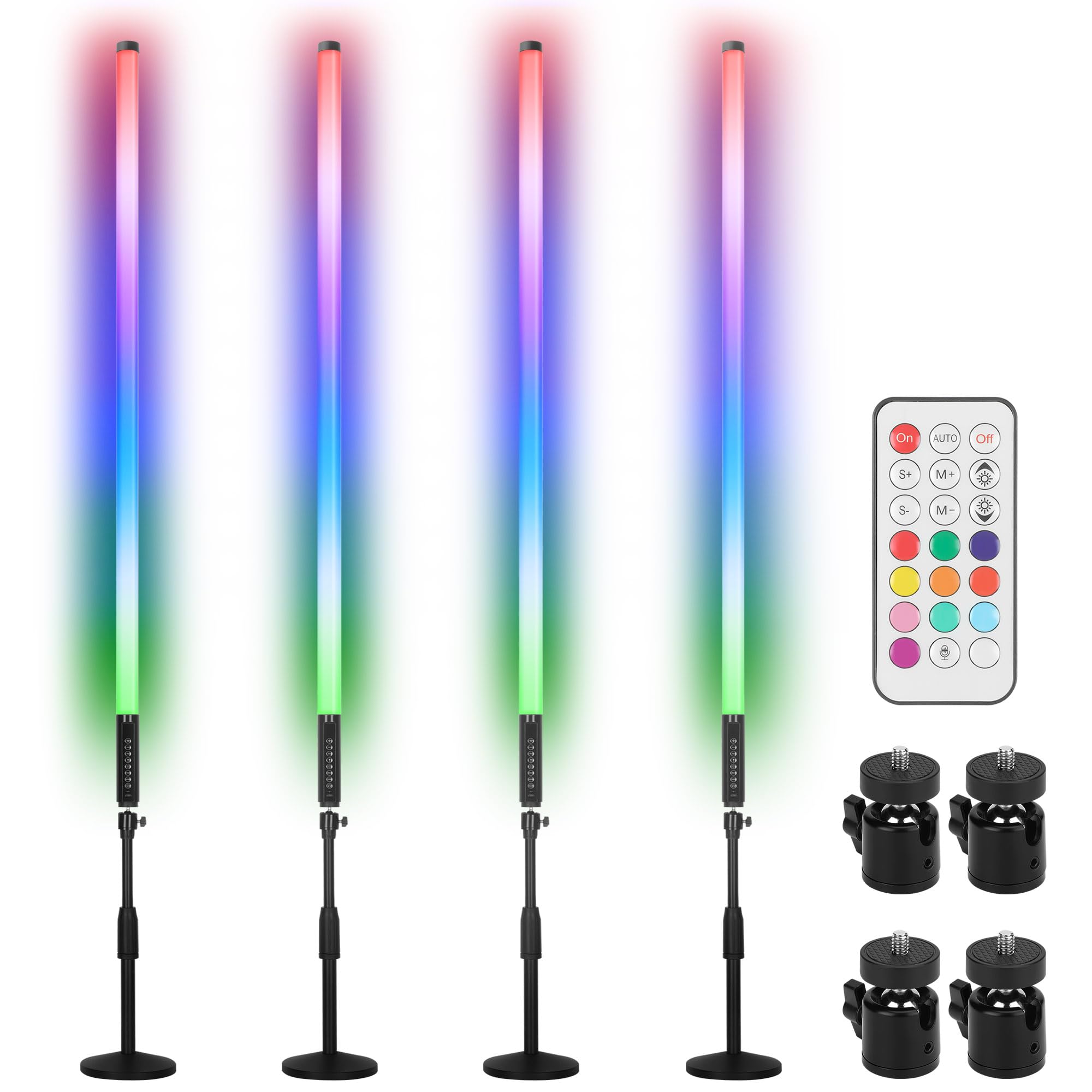 TAOXIRGB DJ Tube Lights with Stand 4ft 4800mah Rechargeable RGB Light Bar Synchronous Working LED Video Light Stick Photo Booth 