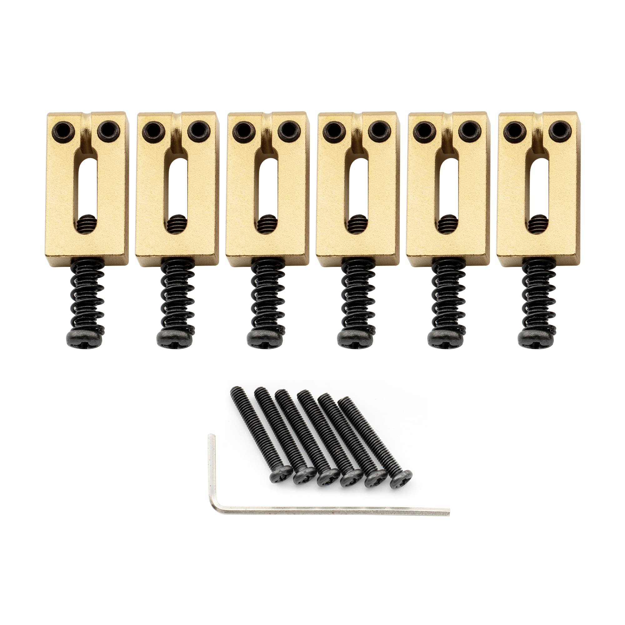 Musiclily Ultra 10.5Mm Modern Brass Bridge Saddles For Strat/Tele Style Electric Guitar, Gold (Set Of 6)