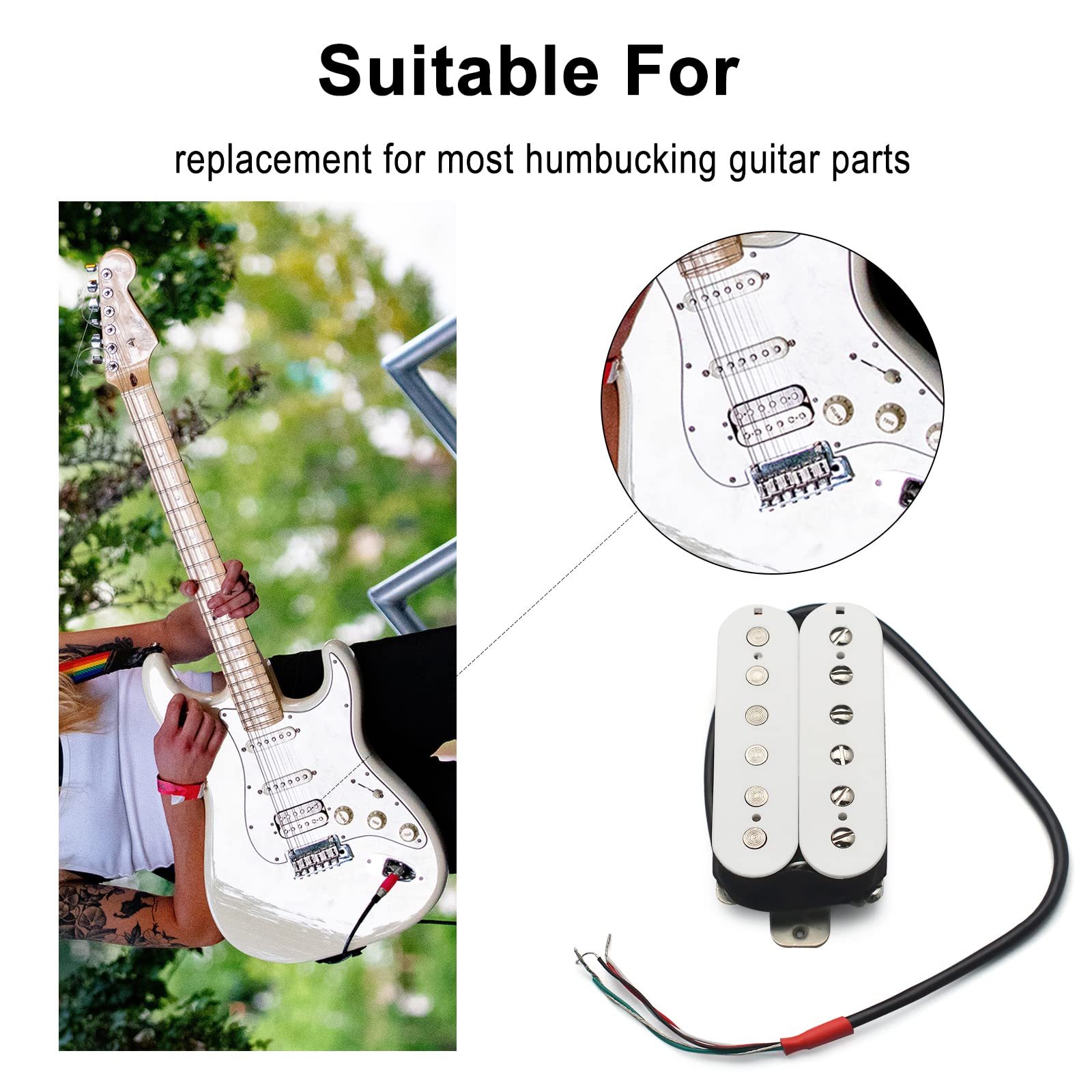 SAPHUE Alnico 5 Electric Guitar Pickup Humbucker Double Coil Pickup Alnico V Guitar parts White