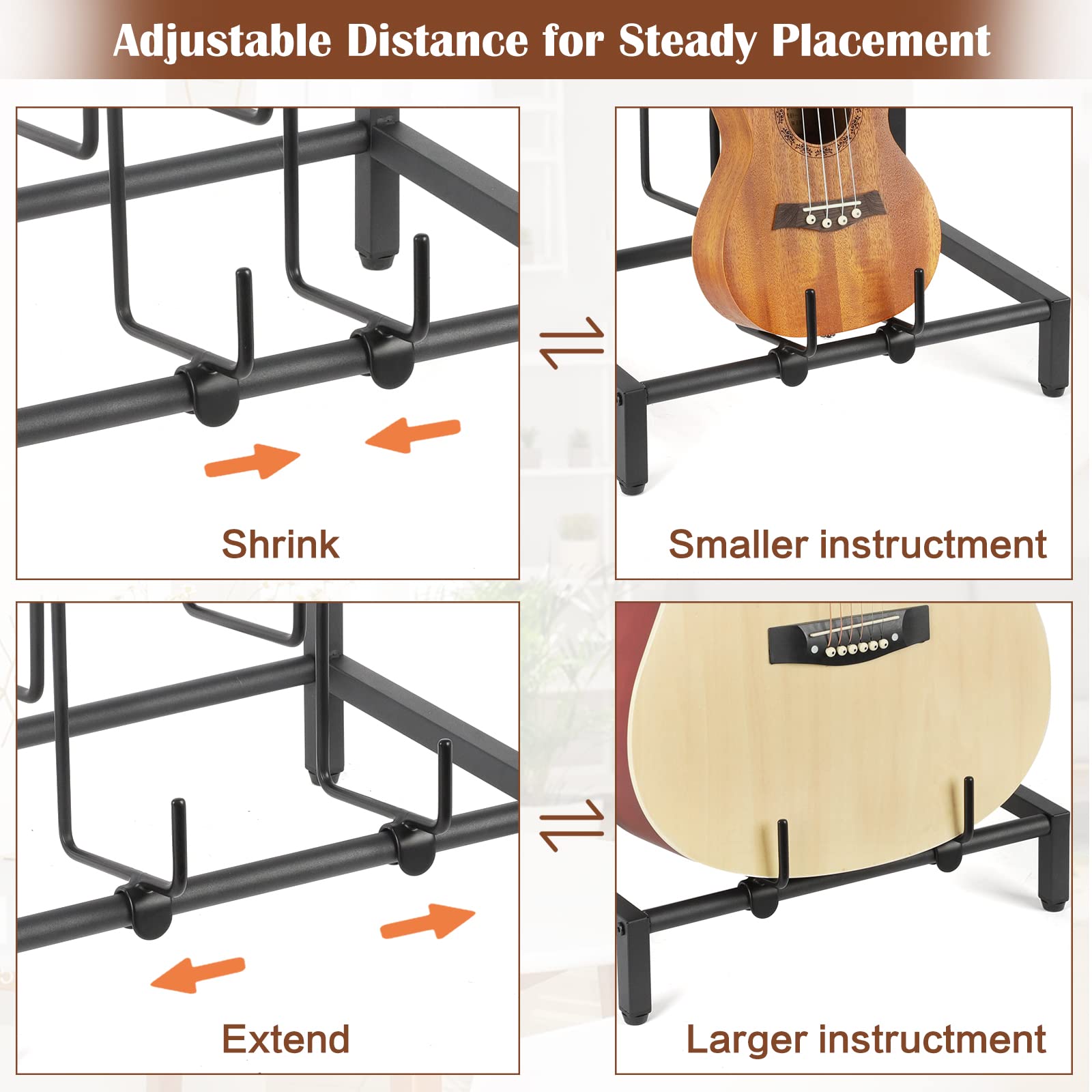 Bikoney Guitar Stand 4-Tier for Acoustic, Electric Guitar, Bass, Guitar Rack Holder Floor Adjustable for Multiple Guitars, Guita