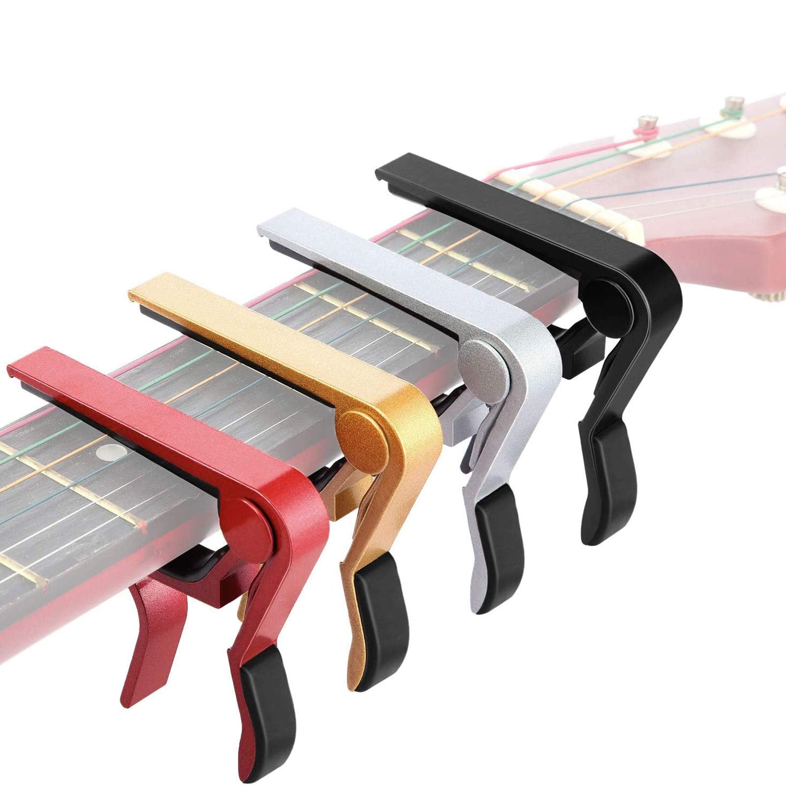 4 Pieces Guitar Capo Aluminum Metal Universal, Acoustic And Classical Electric Guitars, Bass, Banjo, Violin, Mandolin, Ukulele A