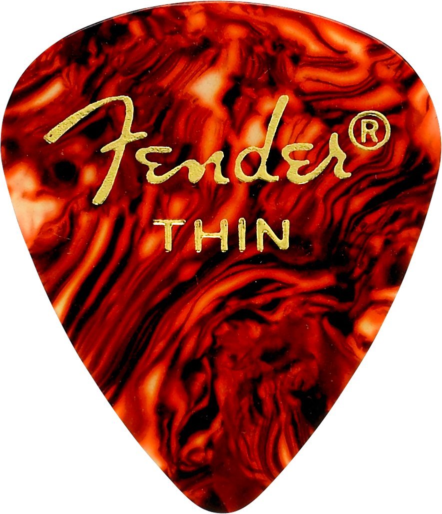 Fender Classic Celluloid Guitar Picks 451 Shape, Guitar Accessories, Tortoise Shell, Thin, 12-Pack