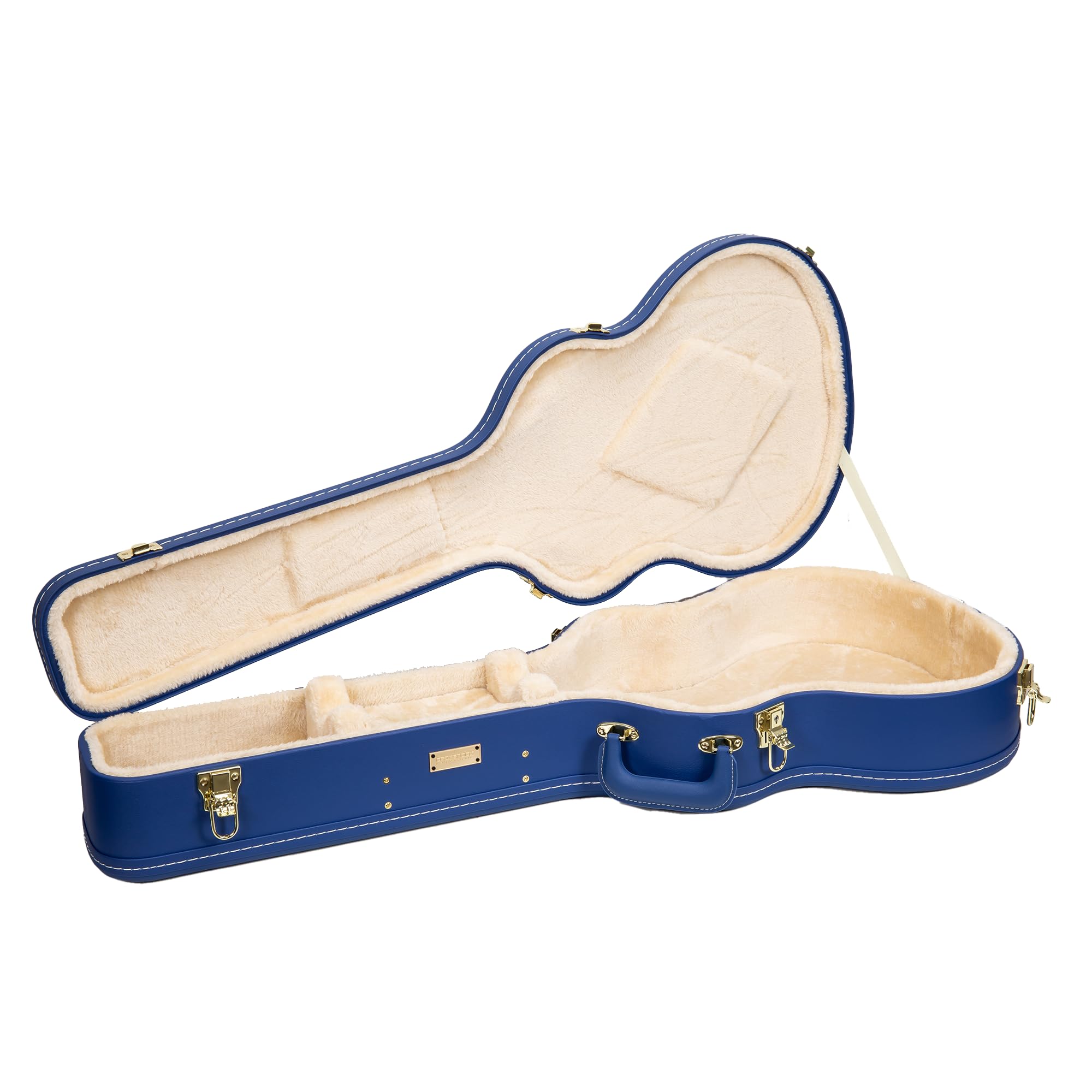 Crossrock Wooden Om Guitar Case For Martin 000-14 Fret | Vibrant Blue Faux Leather, Beige Plush Interior, Lock - Designer Series