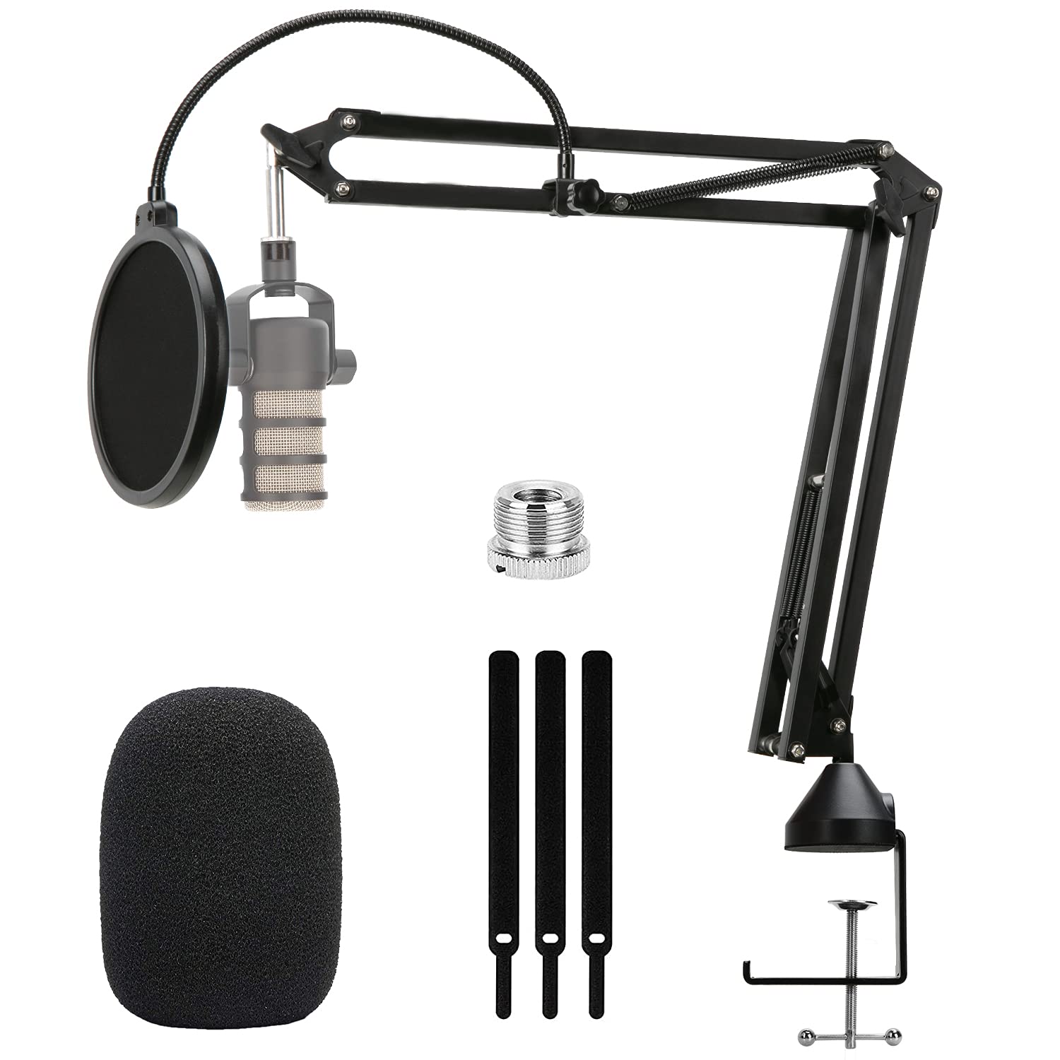 For Rode Podmic Stand - Mic Stand With Pop Filter, Mic Arm With Reduce Wind Noises Mic Cover And Cable Ties, Adjustable Scissor