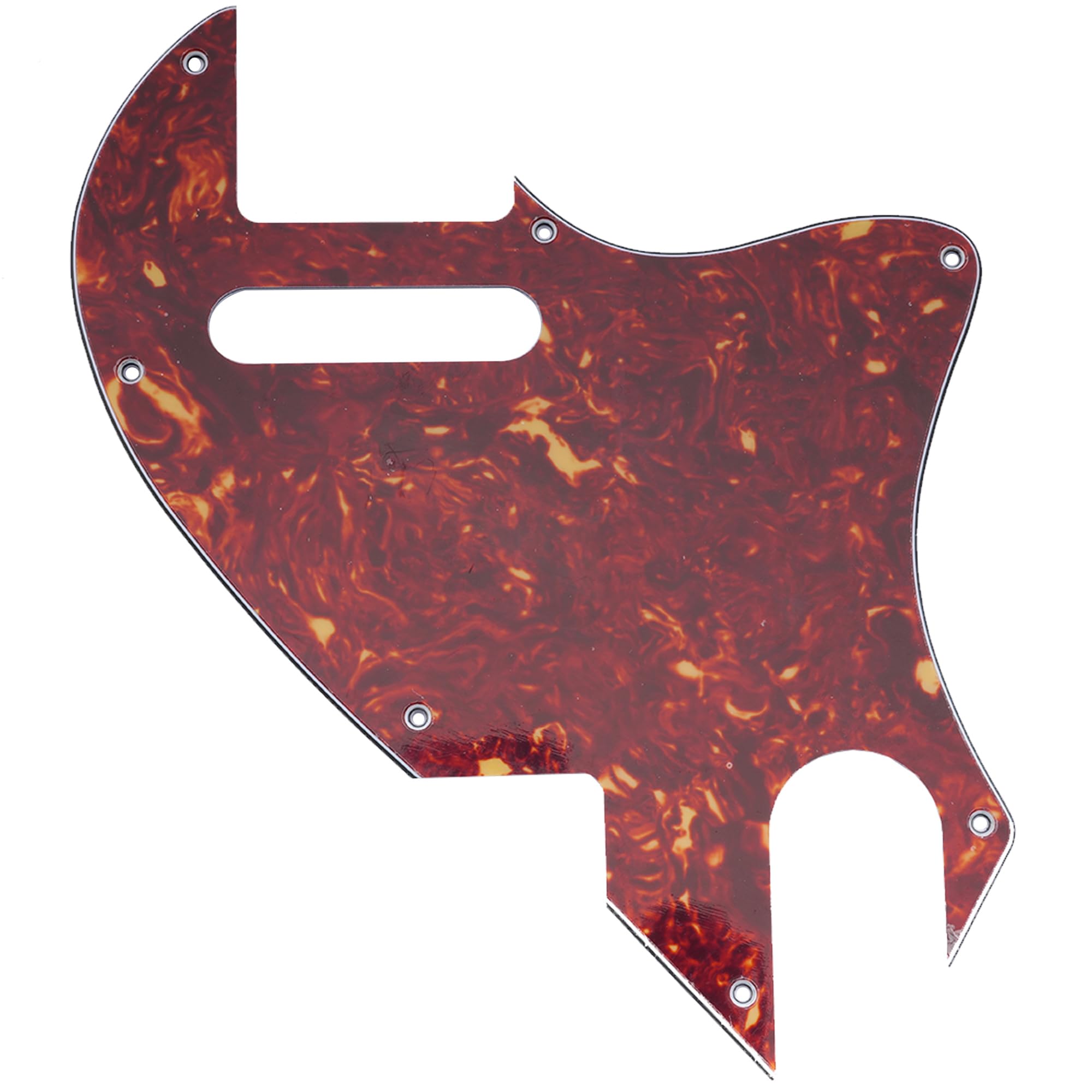Musiclily Pro 7 Holes Guitar Pickguard For Fender F-Hole Hybrid Tele Style Electric Guitar, 4Ply Vintage Tortoise
