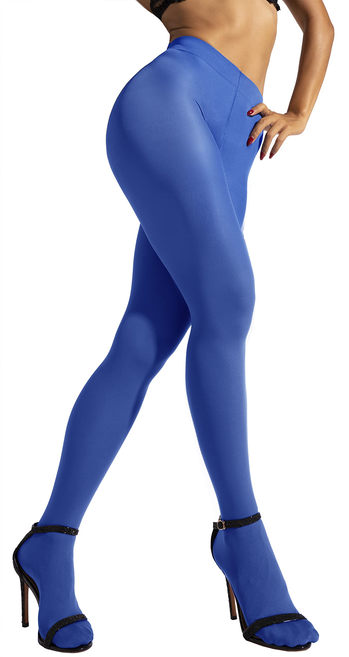 Sofsy Royal Blue Tights For Women  Luna Lovegood Costume  Neon Blue Opaque  1Pack Medium Made In Italy]