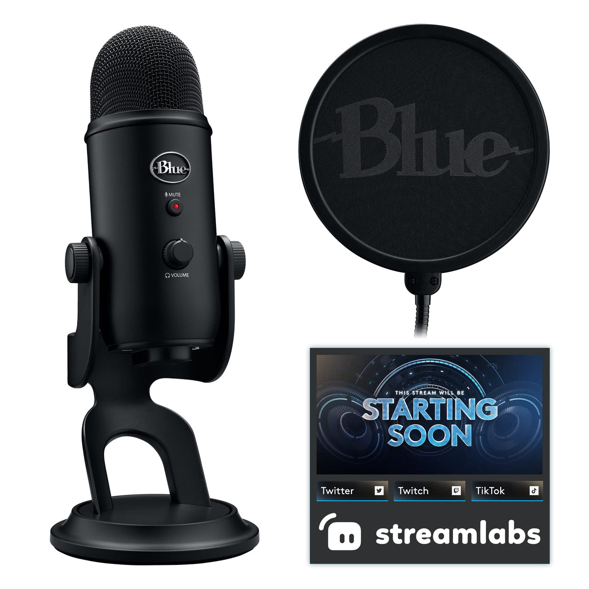 Logitech For Creators Blue Yeti Game Streaming Kit With Yeti Usb Gaming Mic, Streaming, Twitch, Discord, Studio Quality Sound, E