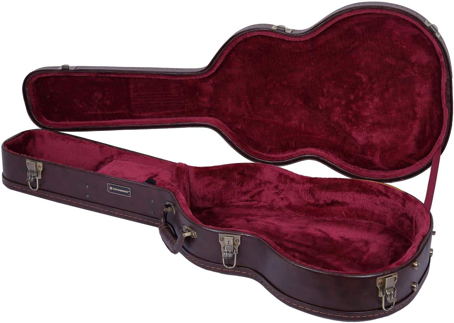 Crossrock Hard-Shell Wooden Case-Fits 4/4 Classical Nylon String Acoustic Guitars-Stainless Steel Latches, Sponge Lining, Metal