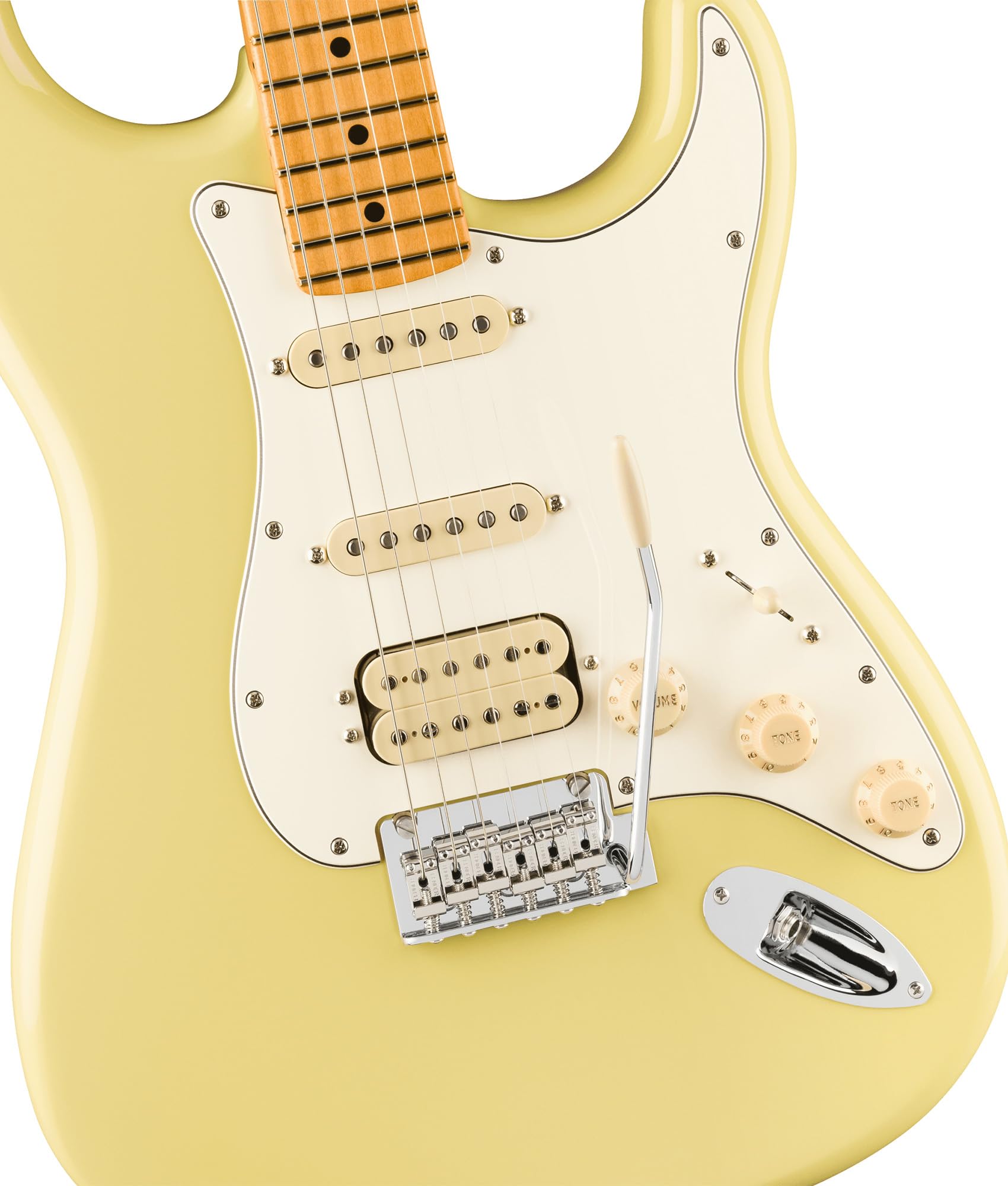 Fender Player II Stratocaster HSS - Hialeah Yellow Bundle with Gig Bag, Strap, Cable, 3-Pack Picks and Guitar Cleaning Kit