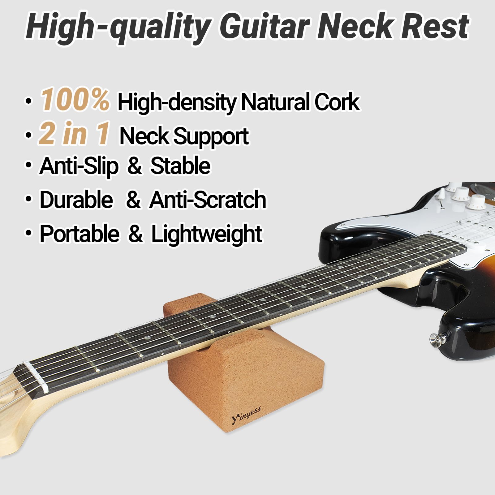 Guitar Neck Rest, Natural Cork Guitar Neck Support Pillow Cradle Holder, String Instrument Luthier Tool for String Changing, Rep