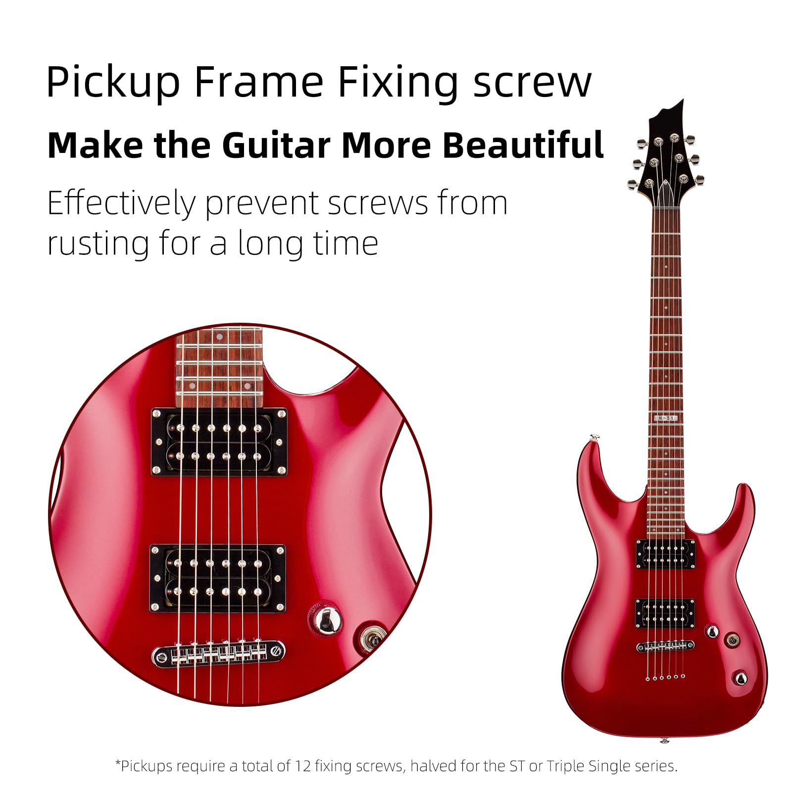 SAPHUE Electric Guitar Bass Humbucker Pickup Ring Mounting Screws,50pcs Pickup Frame Surround Screws Compatible Whith Gibson LES