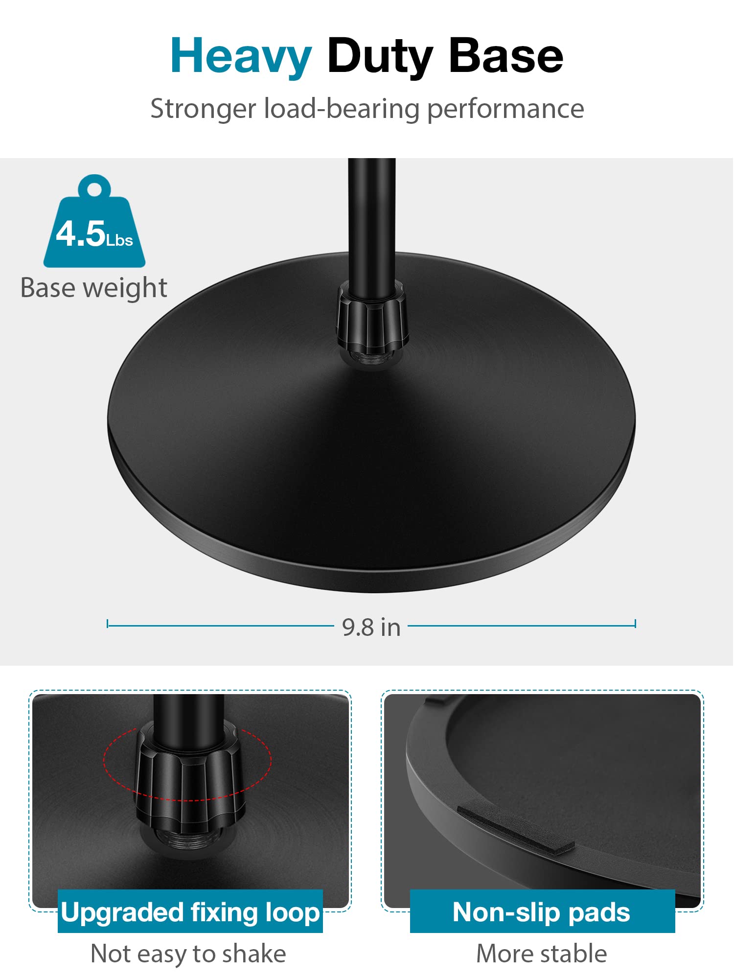 InnoGear Microphone Stand, Mic Stand Detachable Gooseneck Mic Floor Stand Height Adjustable from 32    to 70    with Weighted Ro