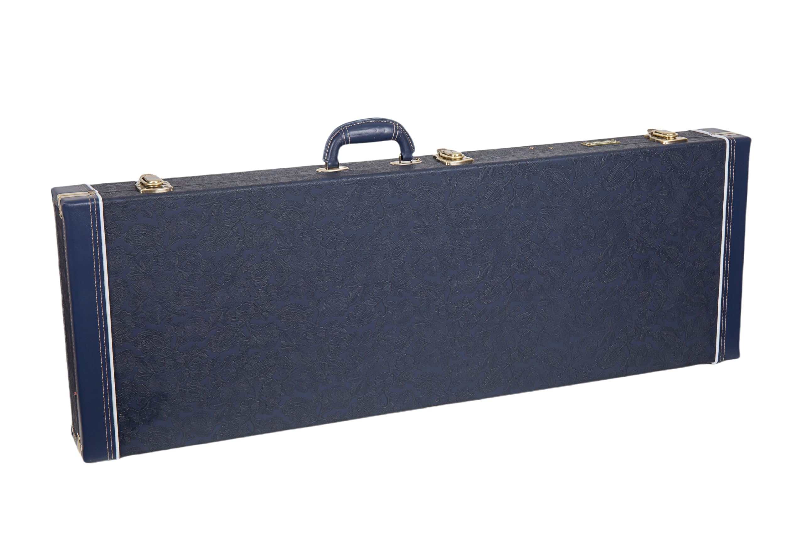 Crossrock Relief Series Electric Guitar Case for Strat & Tele | Carved Ocean Blue Finish, Deep Scarlett Velvet Interior, Lock -