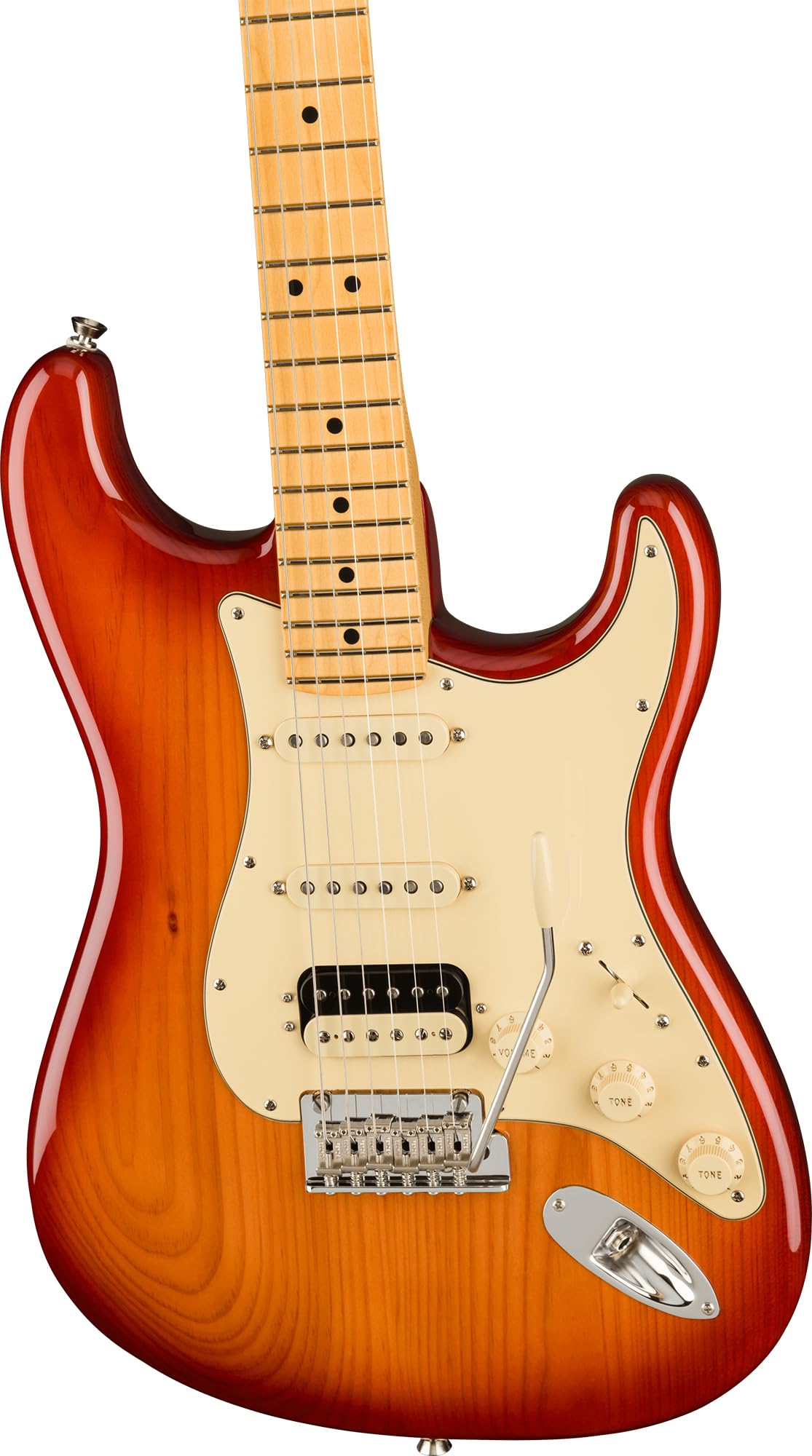 Fender American Professional II Stratocaster HSS - Sienna Sunburst Bundle With Case, Strap, Cable, and Guitar Cleaning Kit