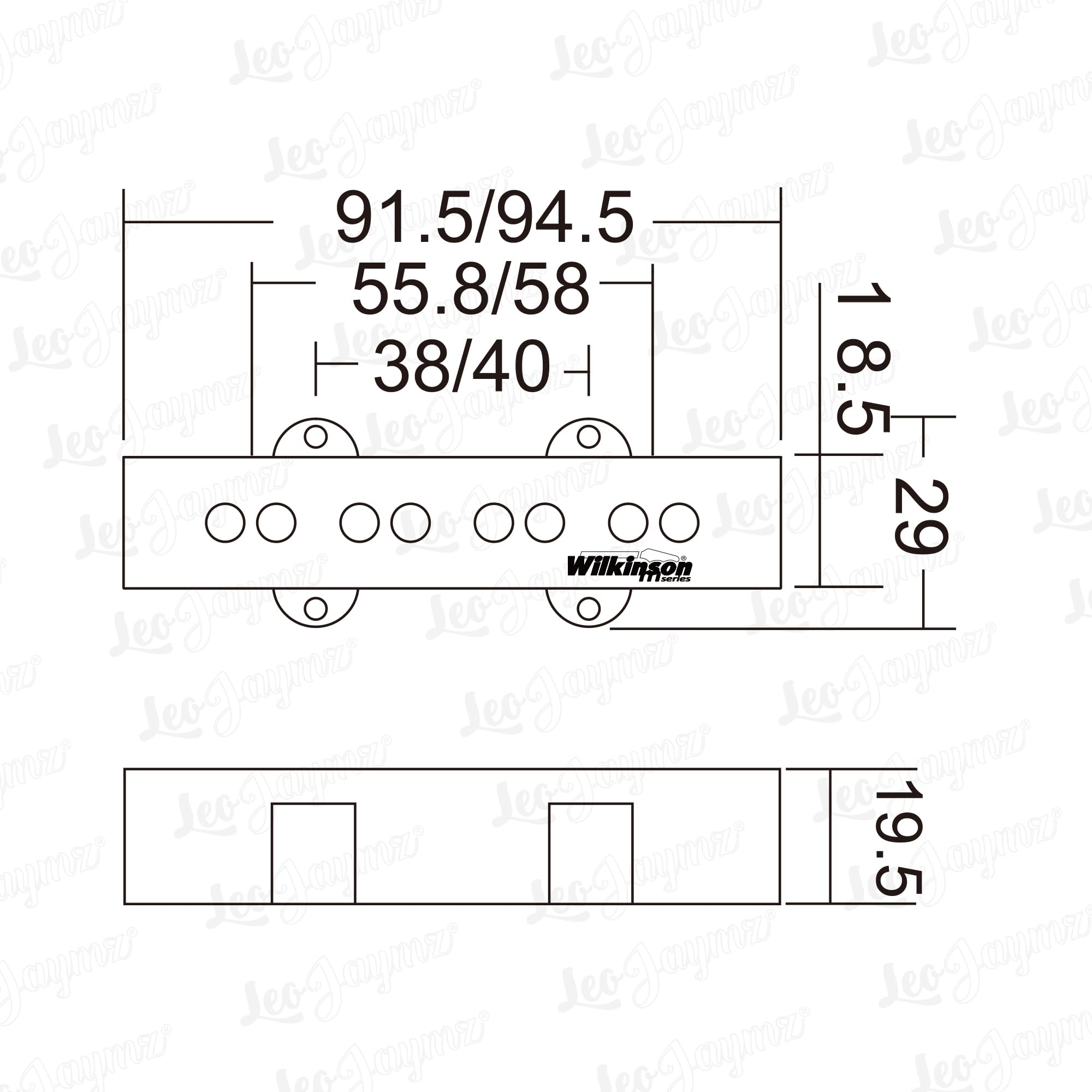 Wilkinson Bass Pickup WOJB Ceramic 4-strings Jazz bass Neck&Bridge pickups set for JB style bass guitar(WOJB)