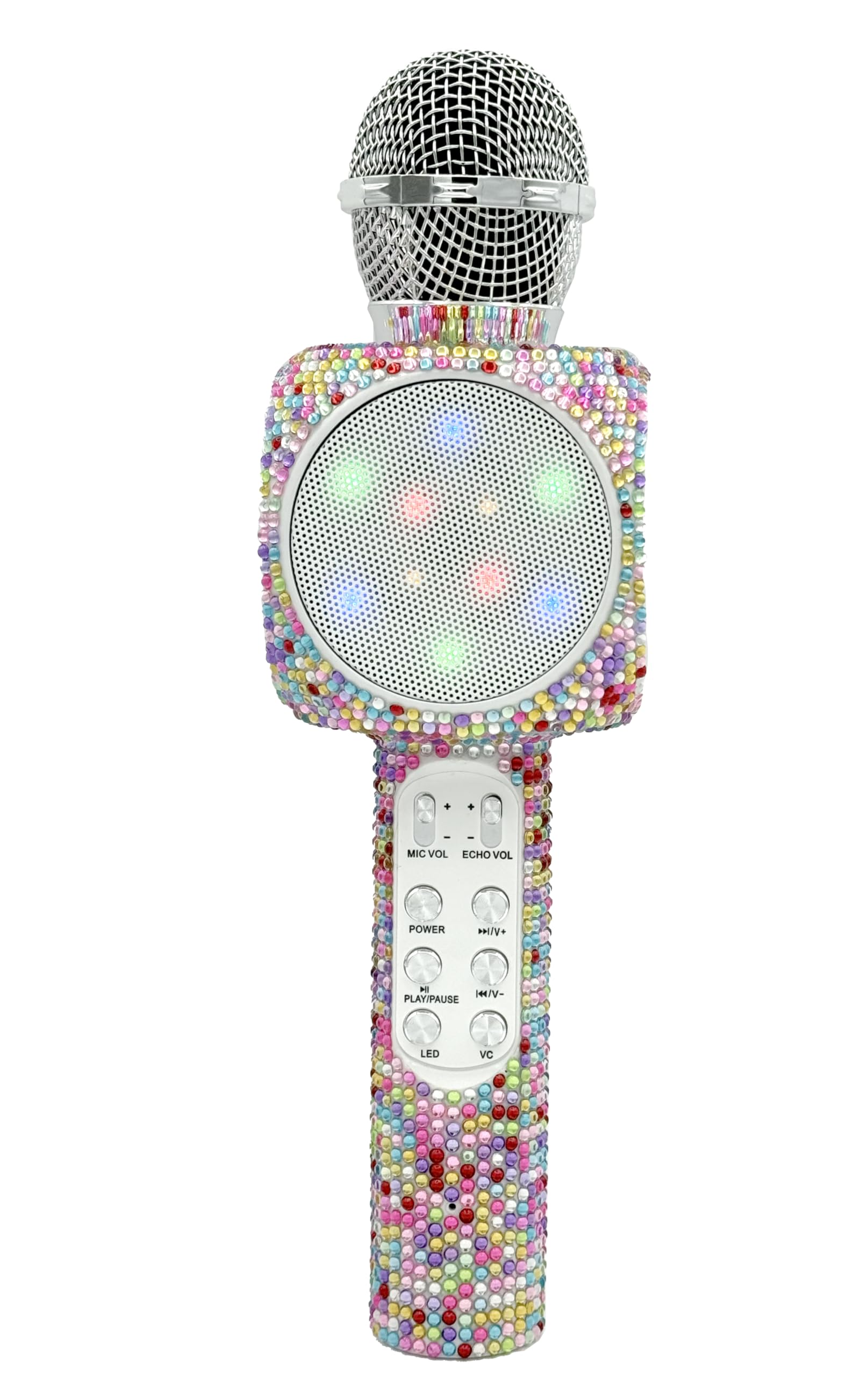 Wireless Express - Sing-Along Bling Bluetooth Karaoke Microphone and Bluetooth Stereo Speaker All-in-One (Confetti Bling)