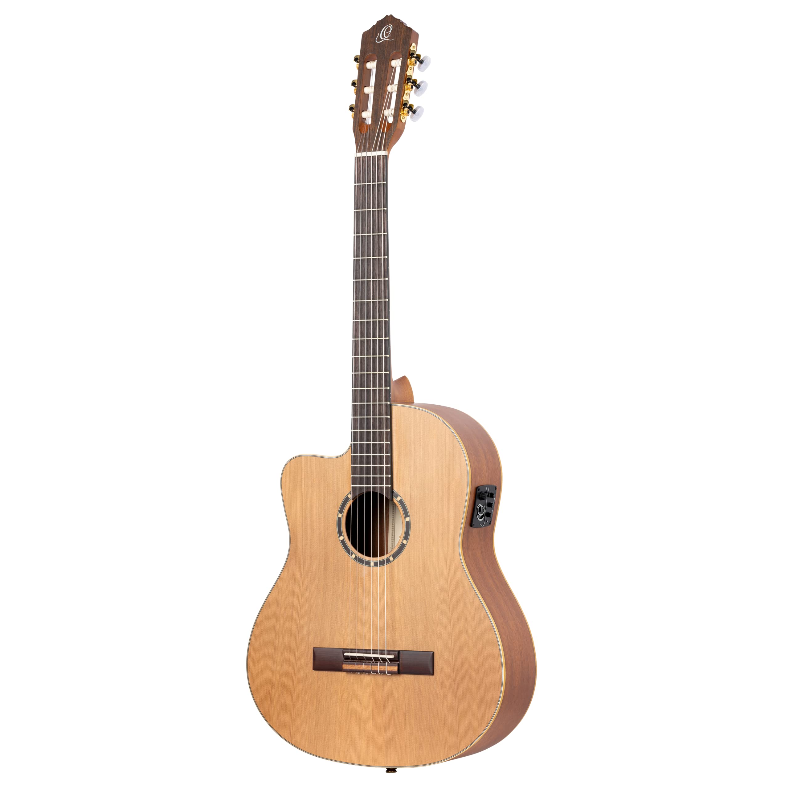 Ortega Guitars 6 String Family Series Pro Left-Handed Solid Top Slim Neck Acoustic-Electric Nylon Classical Guitar W/Bag, (Rce13