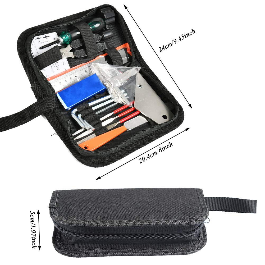 TIMESETL Guitar Repairing Maintenance Tools Kit String Organizer String Action Ruler Gauge Measuring Tool Hex Wrench Set Files F