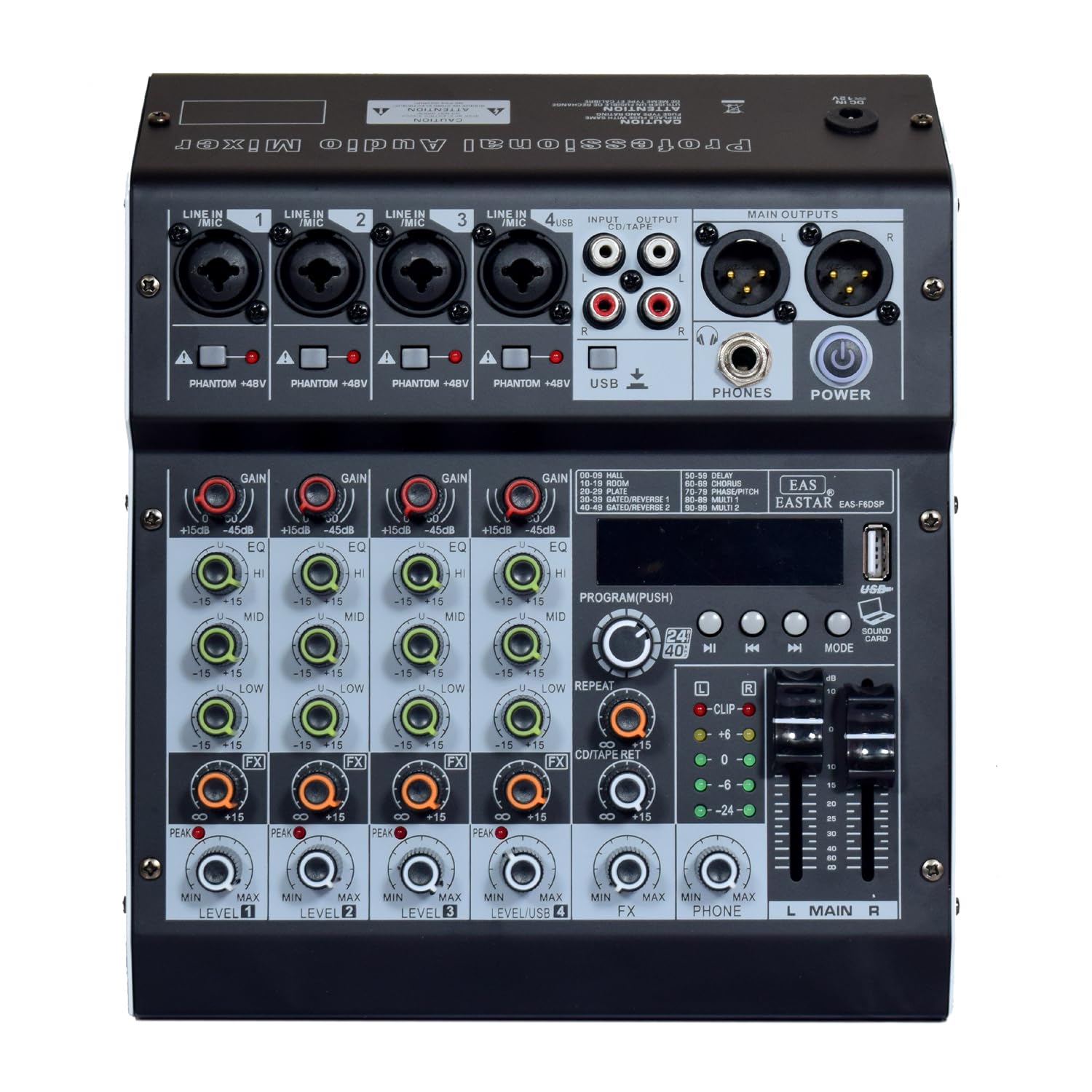 kh Audio Mixer 6 Channel for Stage Live Studio Stereo Recording DJ Stage Professional Audio Mixer Sound Board Console System Int
