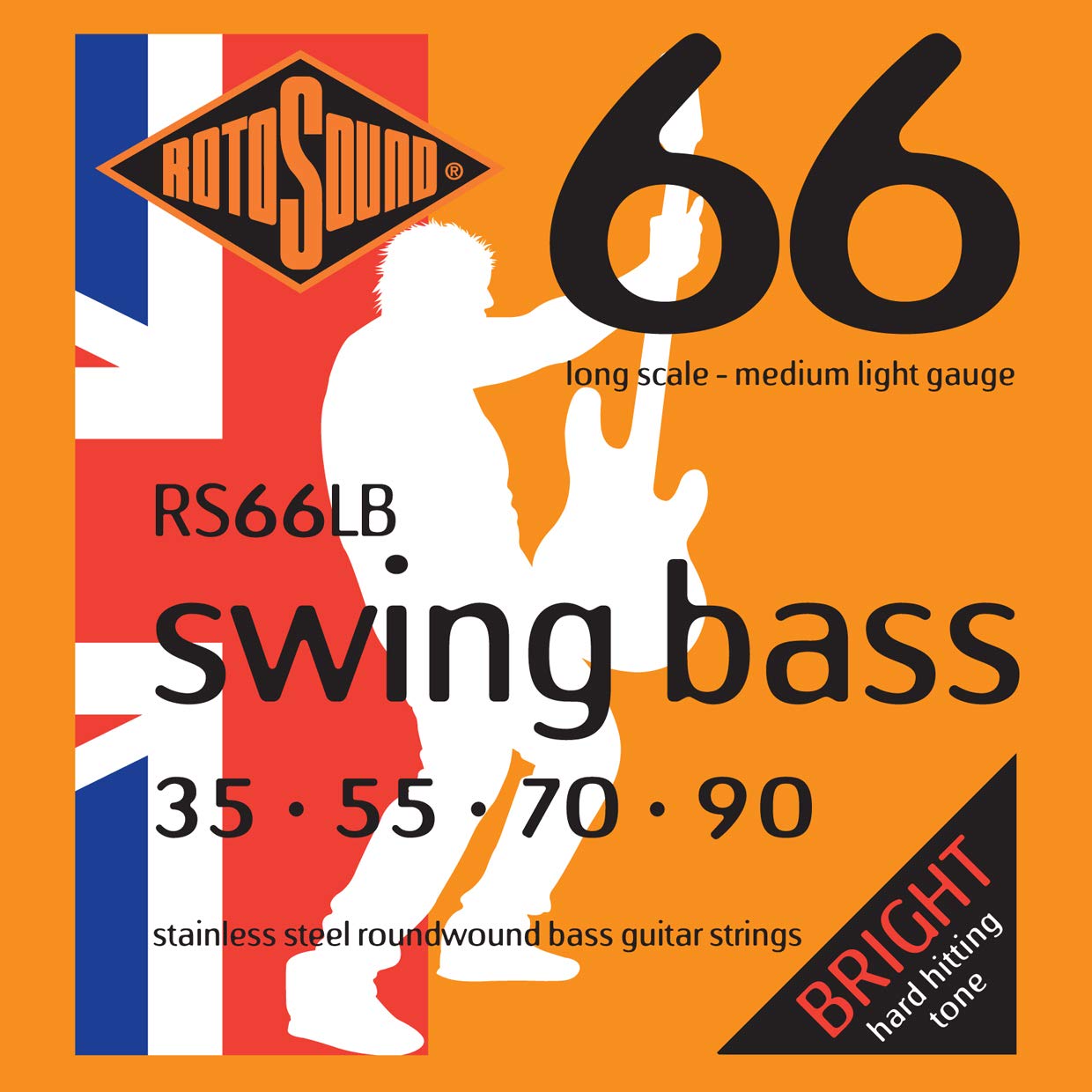 Rotosound Rs66Lb Swing Bass 66 Stainless Steel Bass Guitar Strings (35 55 70 90)