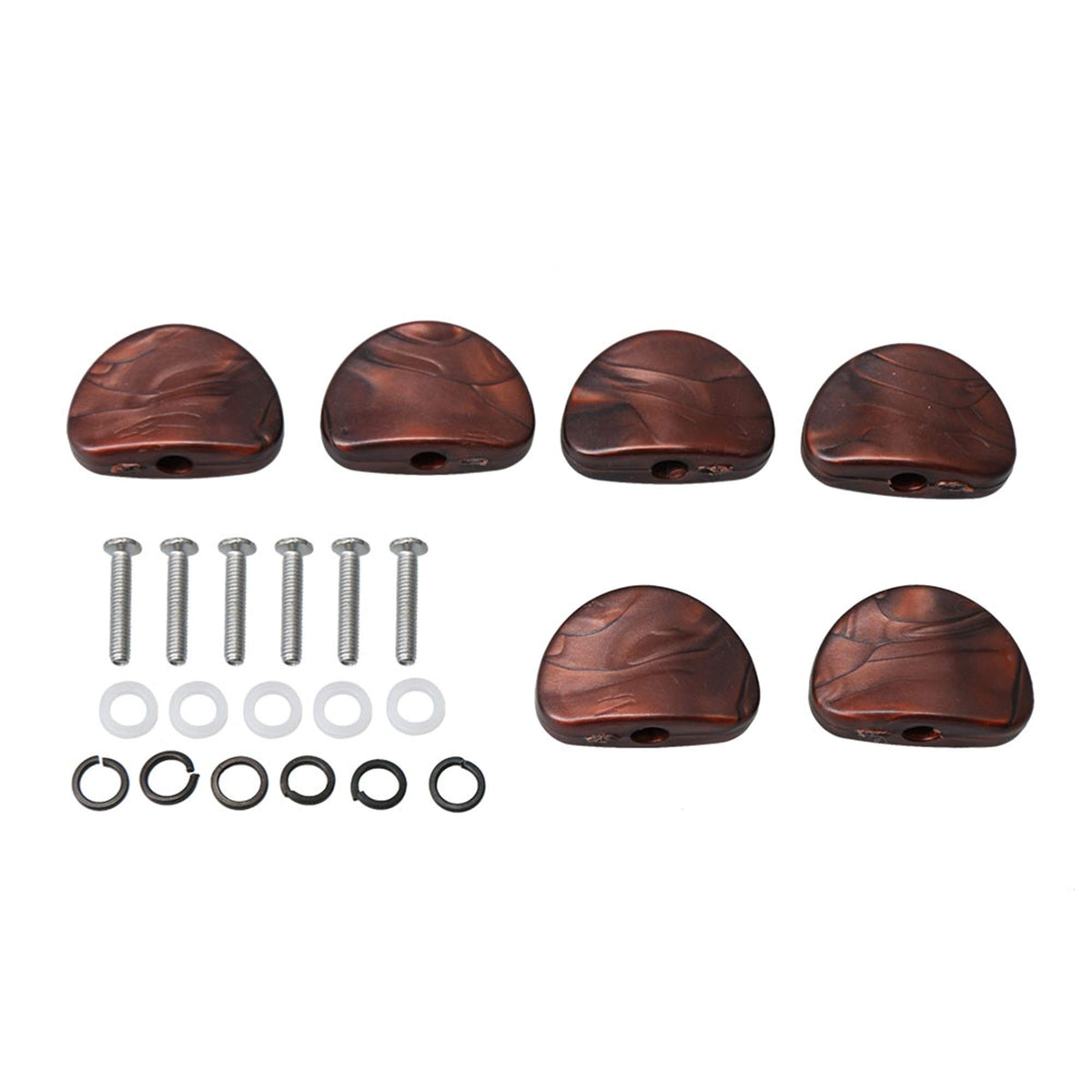 Bqlzr Red Pearl Universal Guitar Tuner Machine Head Semicircle Buttons Tuning Key Replacement Pack Of 6