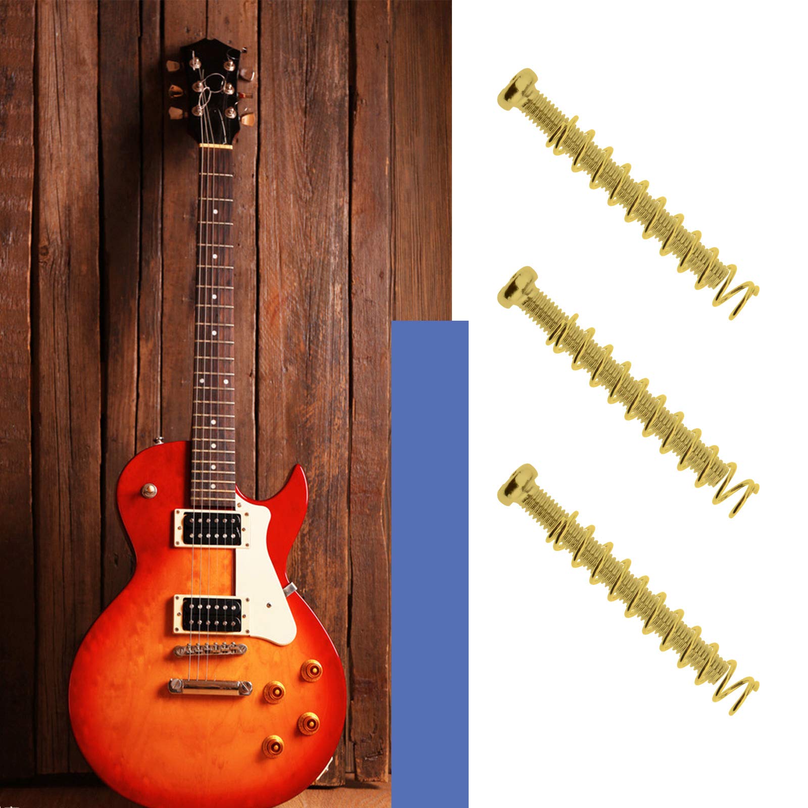 Micro Traders 8pcs Humbucker Pickup Mounting Gold Metal Screws and Springs Adjustable