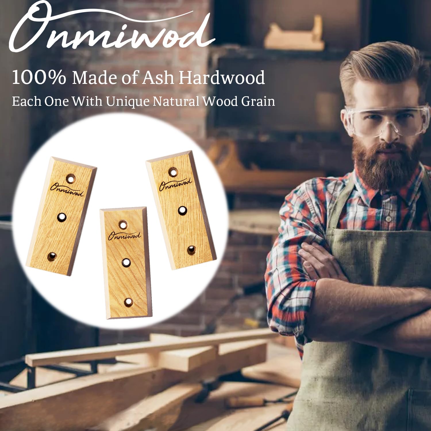 Onmiwod Guitar Wall Mount 3 Pack, Ash Hardwood Guitar Hanger, U-Shaped Guitar Wall Hanger Mount, Guitar Holder Hook Stand Wall f