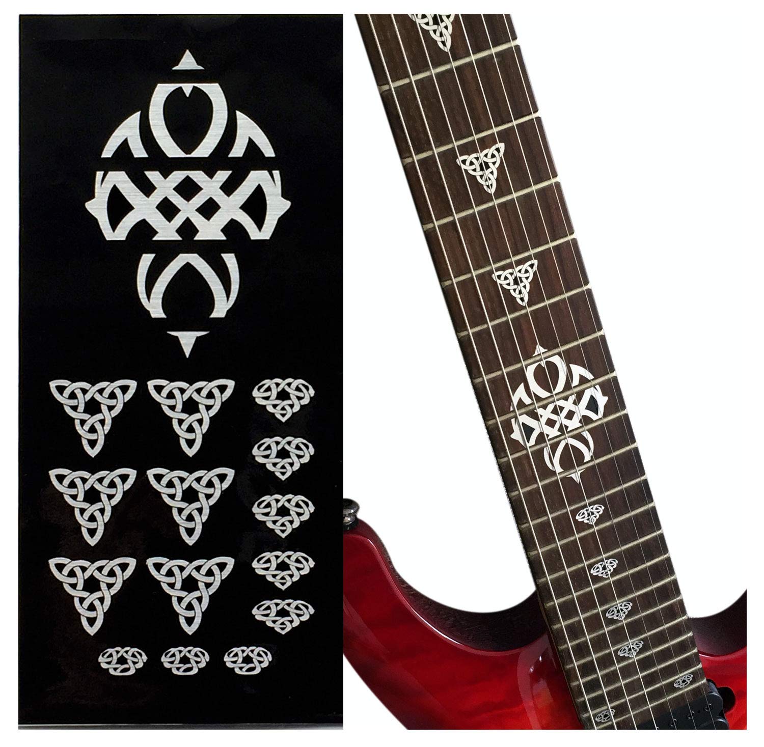 Jockomo Emblem 12Th Position Mark Guitar Inlay Sticker - Metallic Triangle Cross